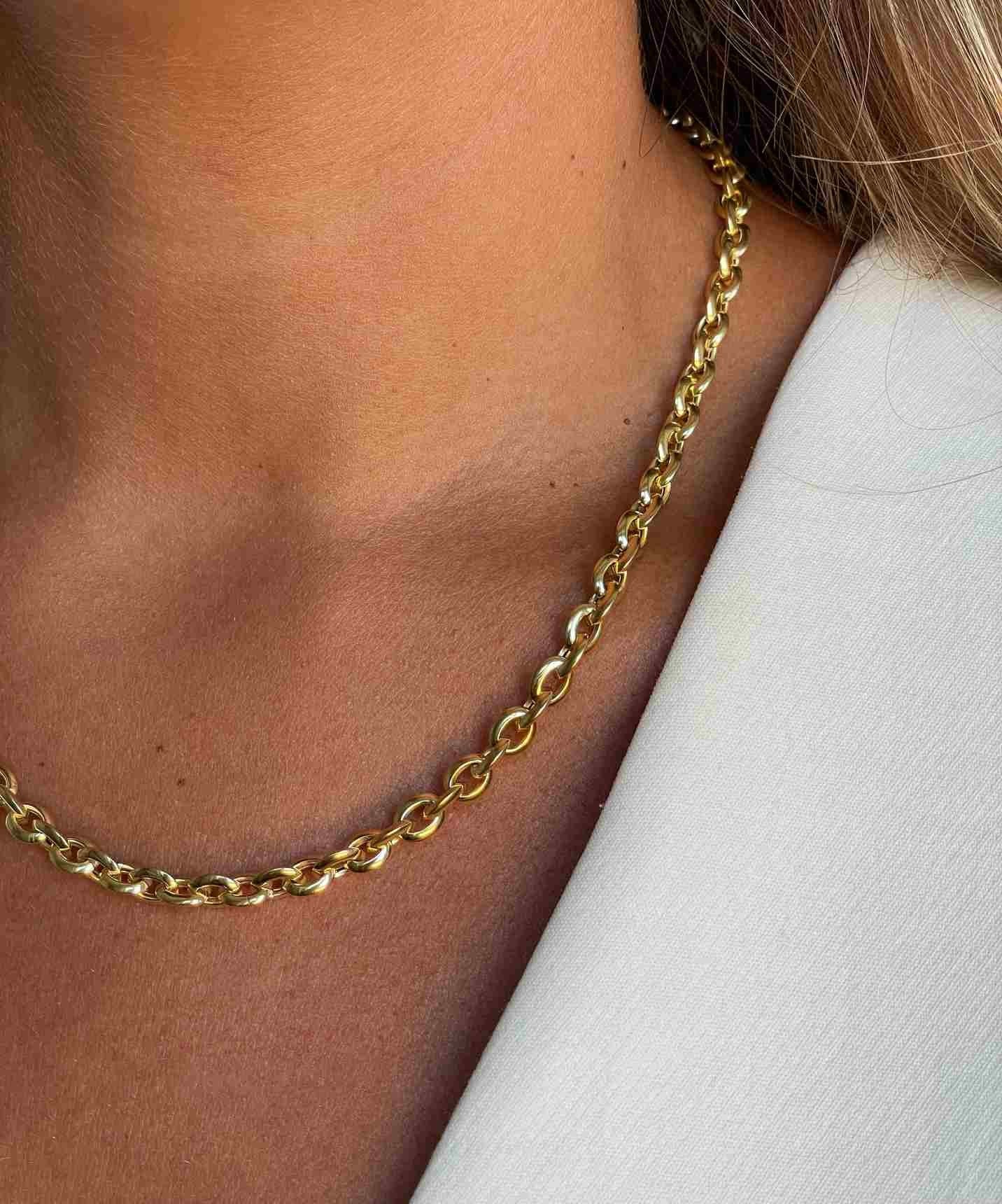 DEIA gargantilla plata 1ª ley bañada oro eslabones lisos afinados