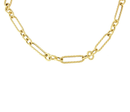 COMO gargantilla plata 1ª ley bañada oro eslabones lisos y mates