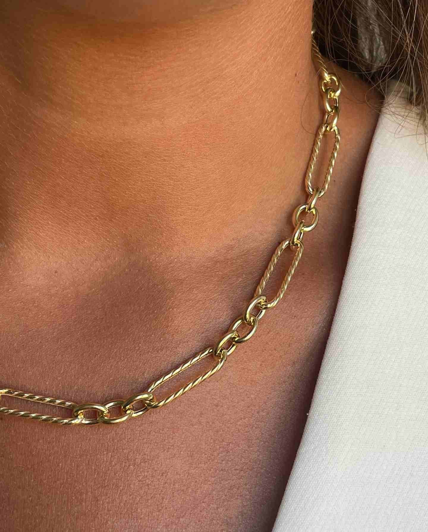 COMO gargantilla plata 1ª ley bañada oro eslabones lisos y mates