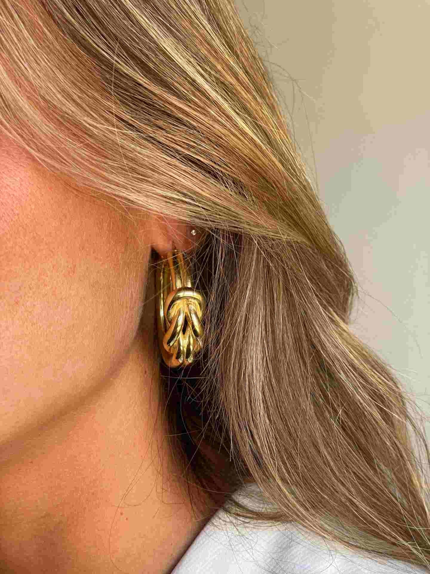 ALBARRACIN argollas nudos marinero en plata 1ª ley bañada oro