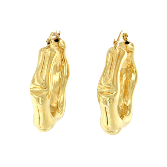 LA BOHEME argollas hexagonales en plata 1ª ley bañada oro - Roman Joyero