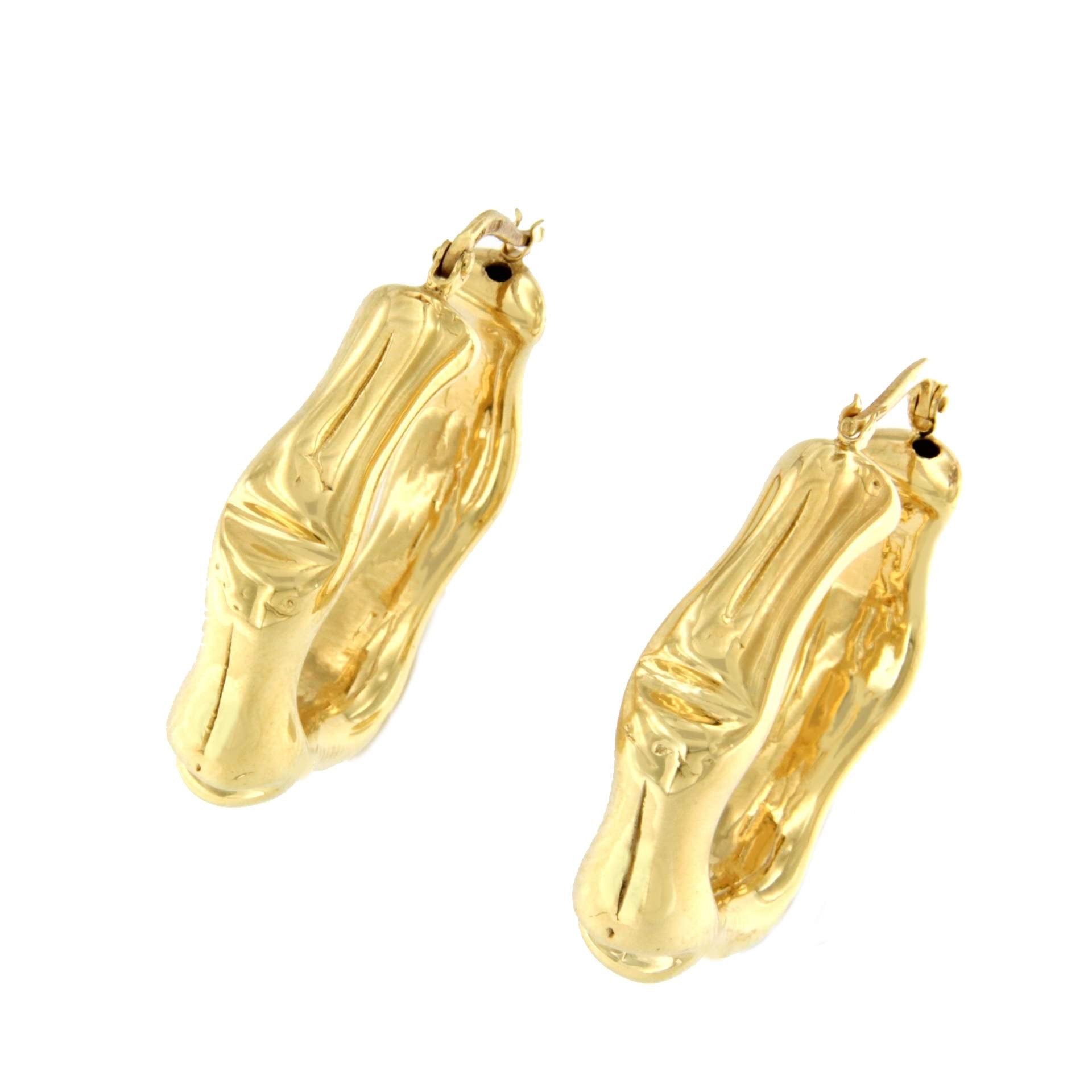 LA BOHEME argollas hexagonales en plata 1ª ley bañada oro - Roman Joyero