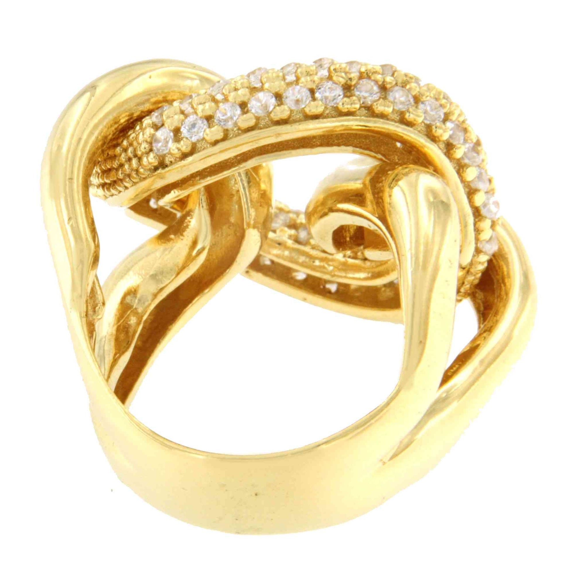 TURANDOT anillo circonitas barbado en plata 1ª ley bañada oro