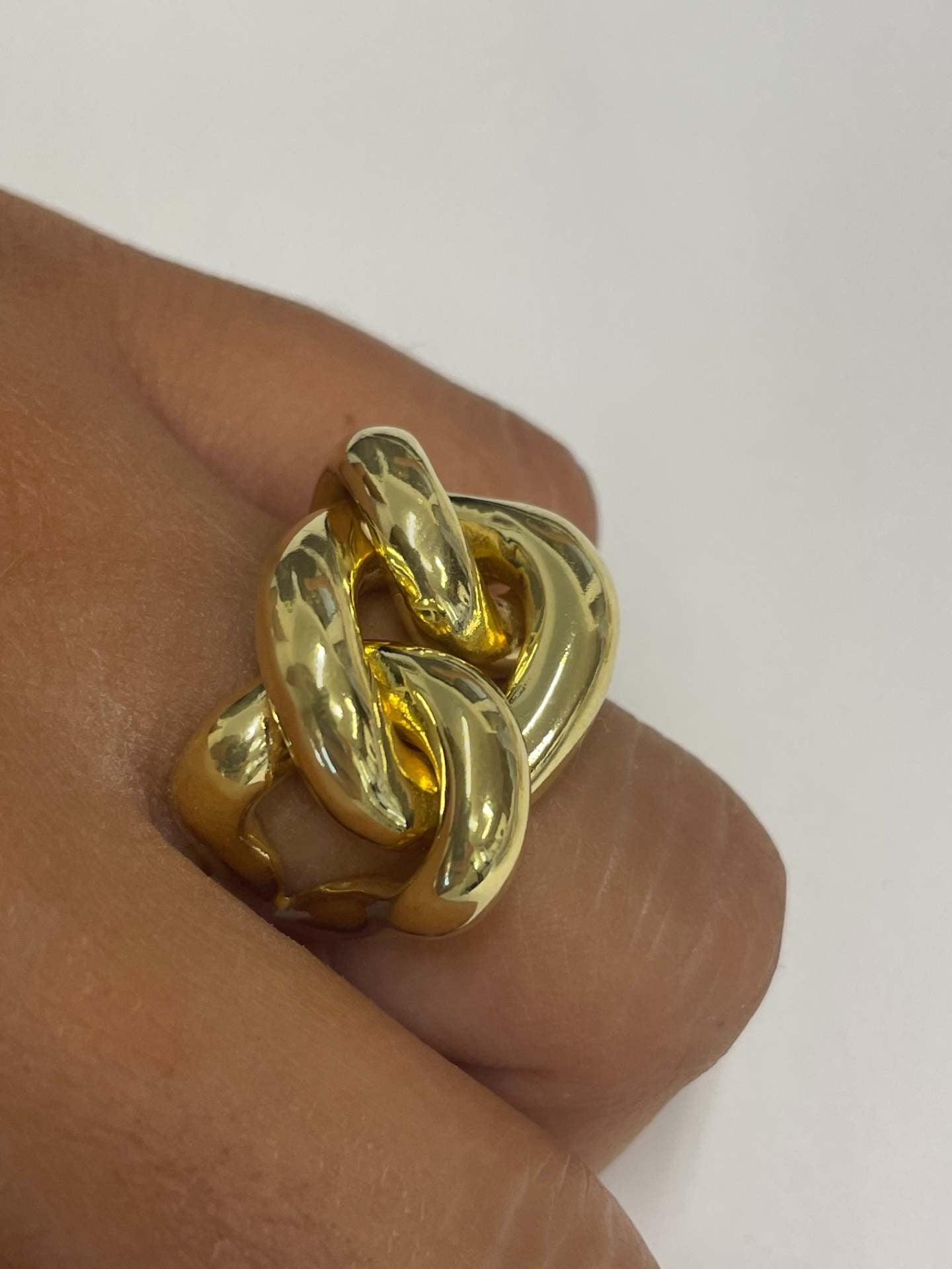 TROVADORA anillo ancho barbado brillo en plata 1ª ley bañada oro