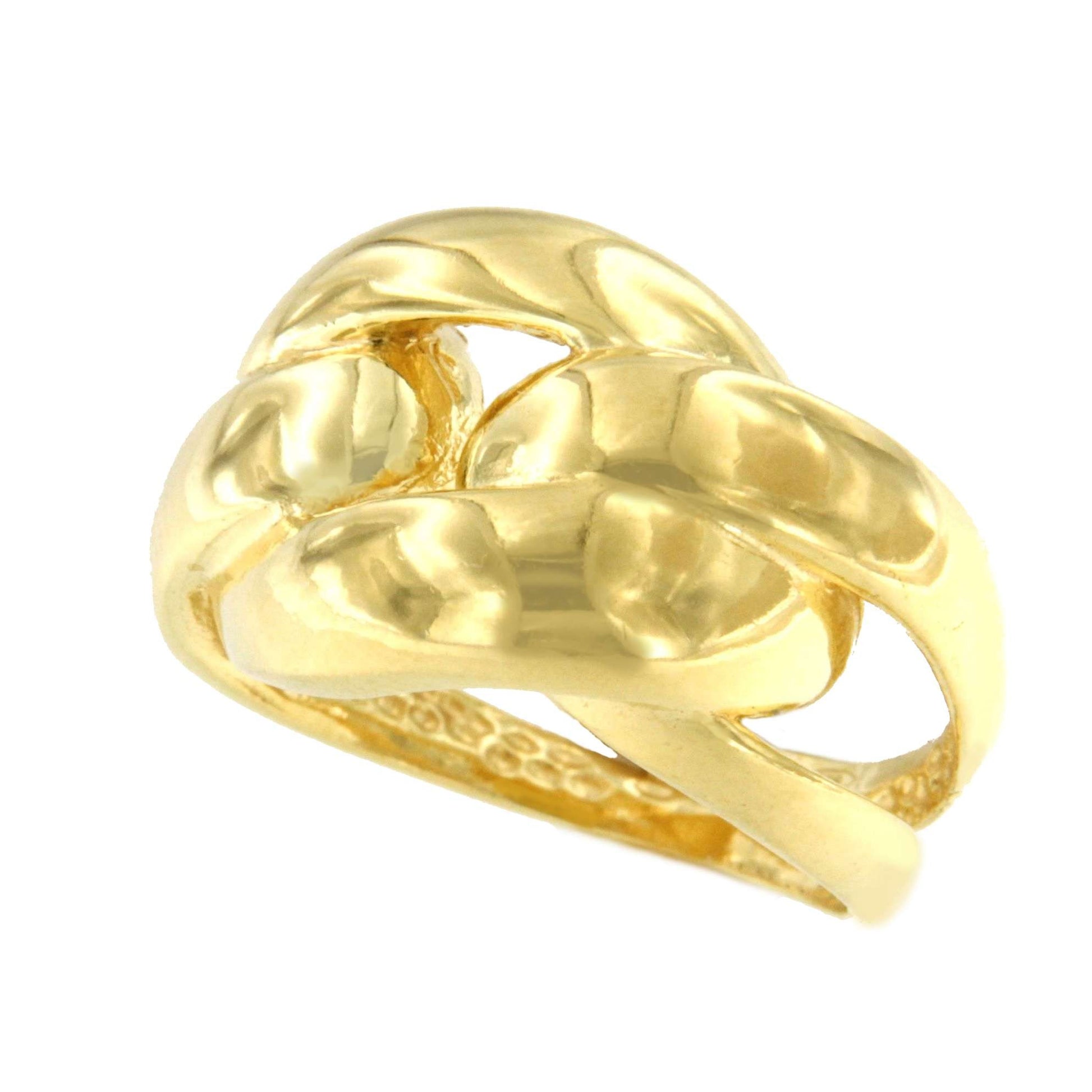 RINALDO anillo ancho barbado pulido en plata 1ª ley bañada oro