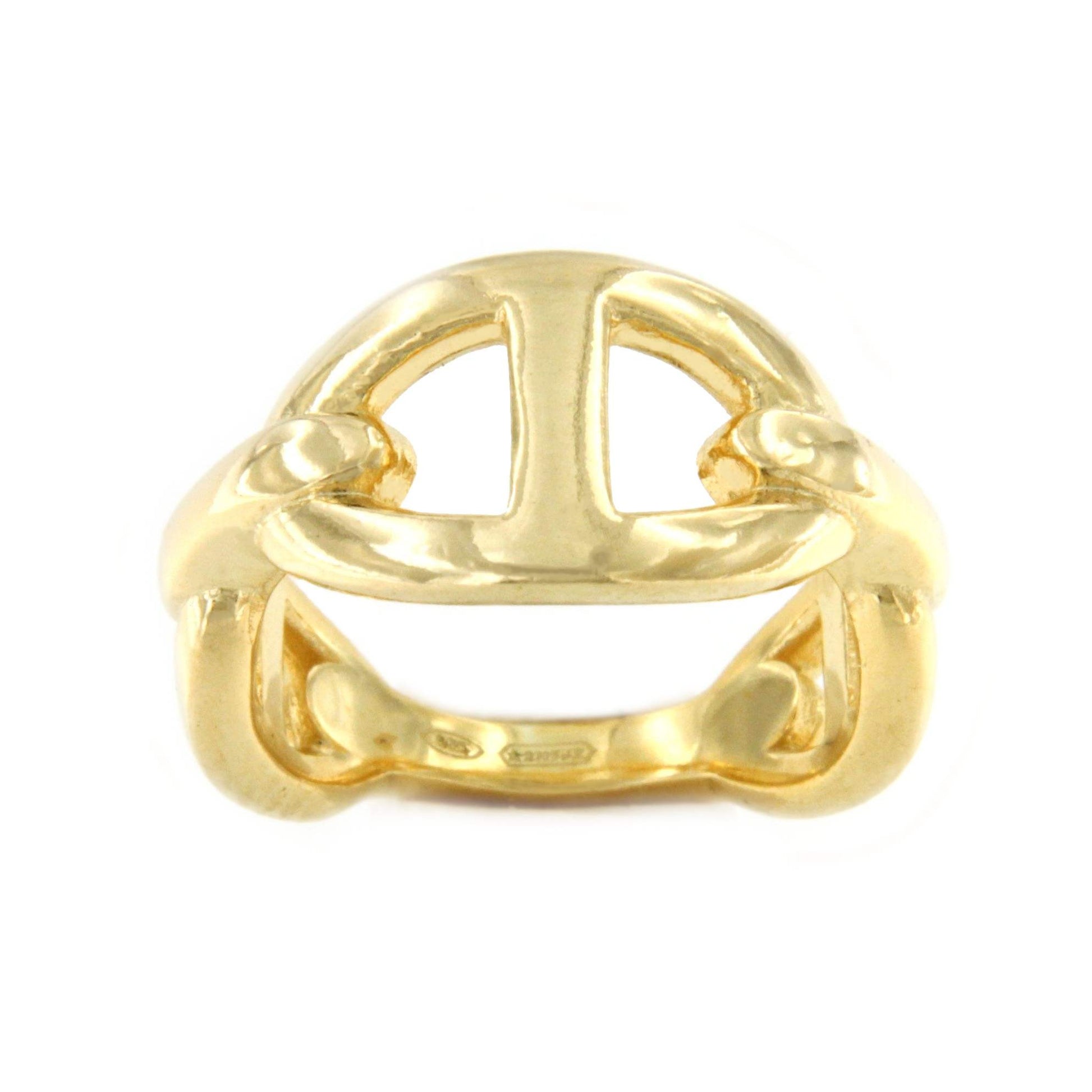 ERNANI anillo ancho eslabón barco plata 1ª ley bañada oro