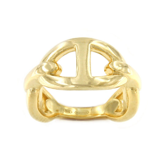 ERNANI anillo ancho eslabón barco plata 1ª ley bañada oro