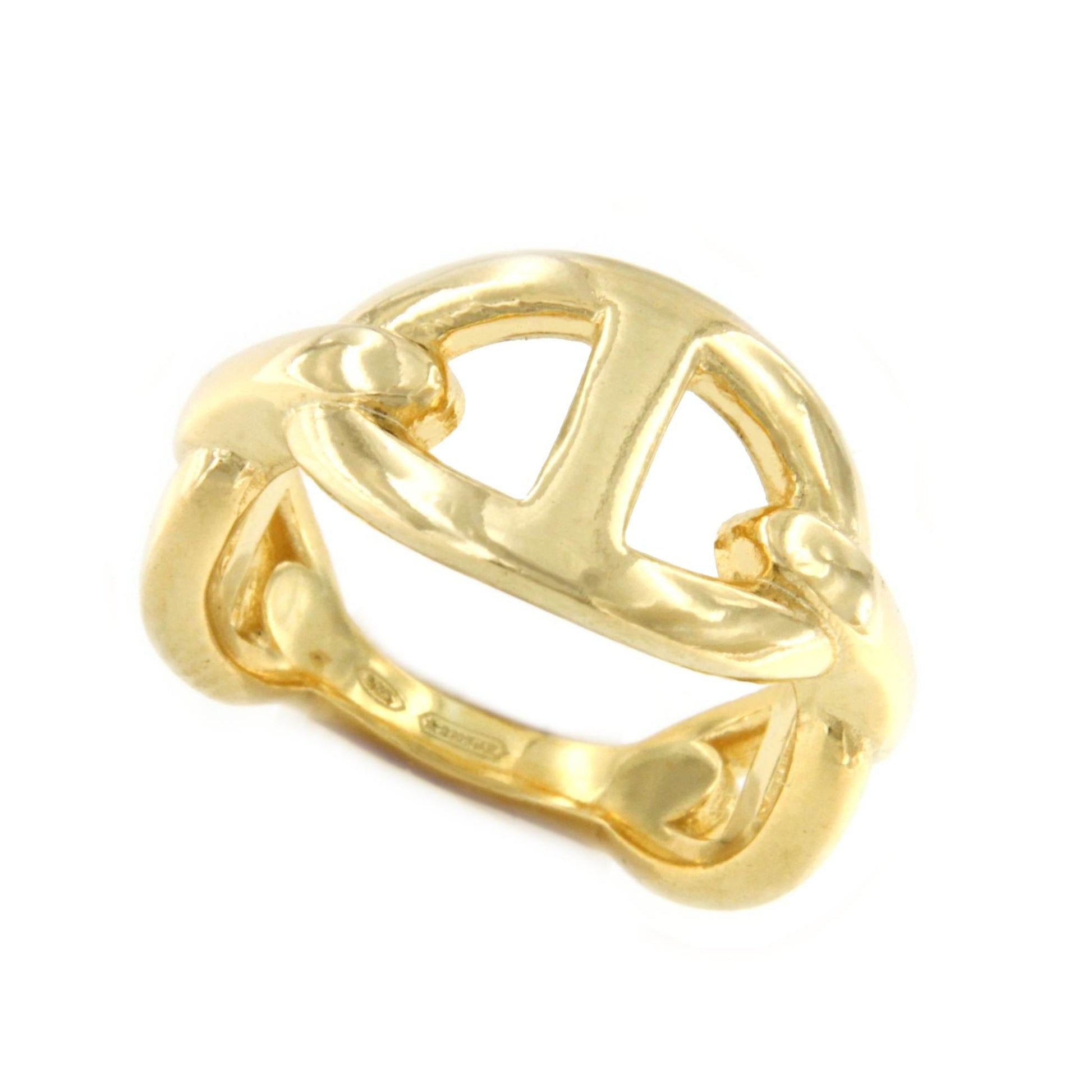 ERNANI anillo ancho eslabón barco plata 1ª ley bañada oro