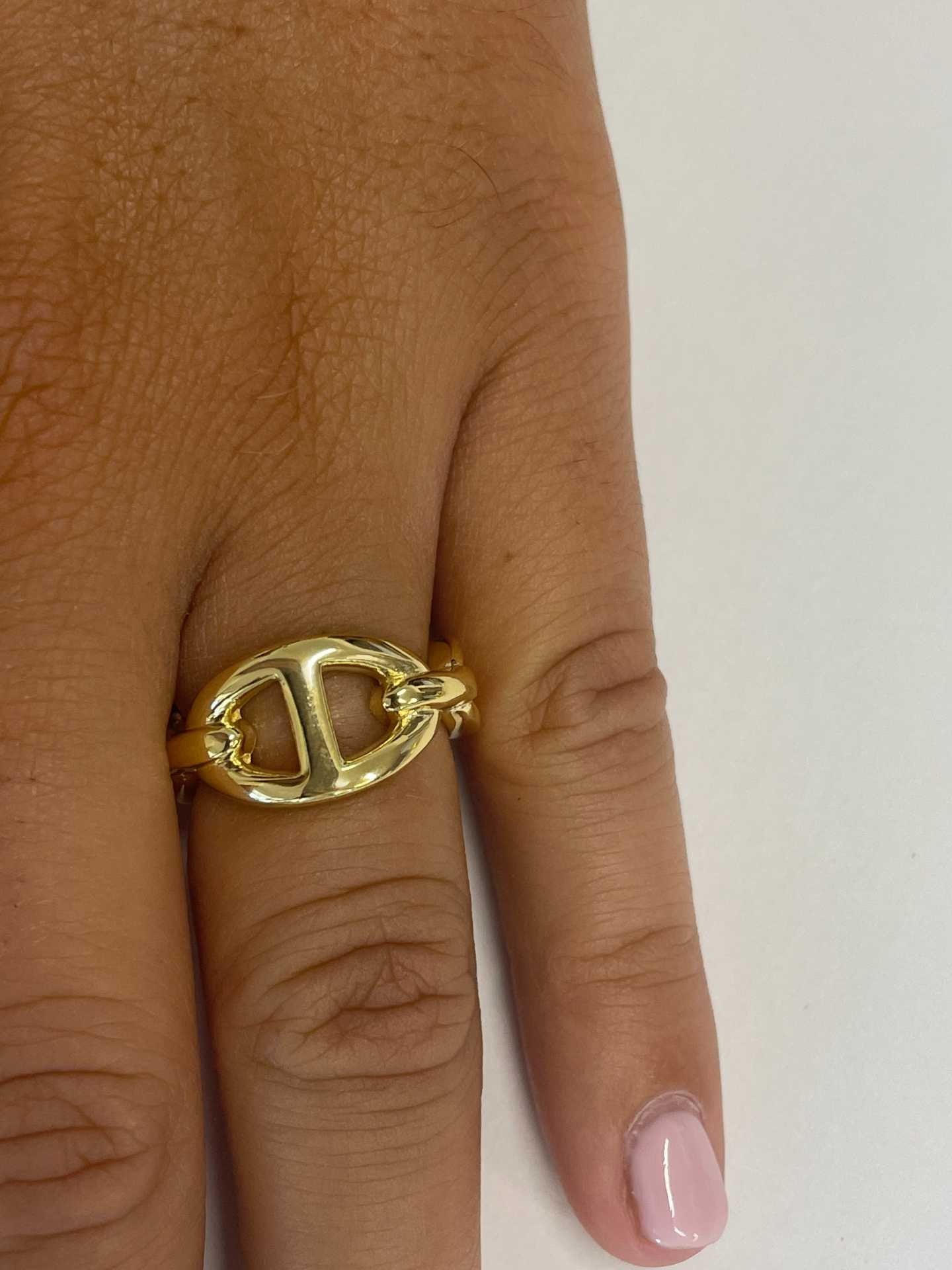 ERNANI anillo ancho eslabón barco plata 1ª ley bañada oro