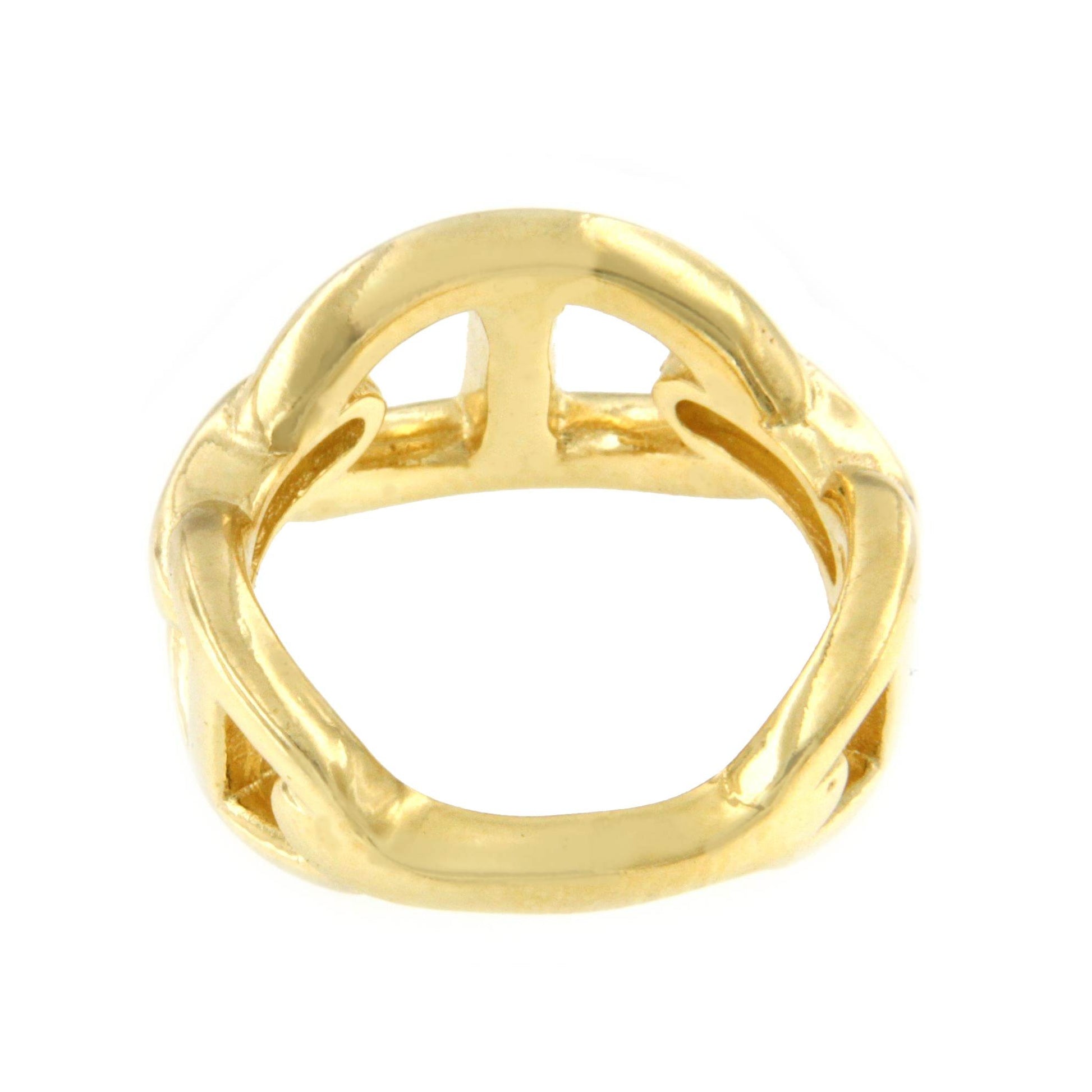 ERNANI anillo ancho eslabón barco plata 1ª ley bañada oro