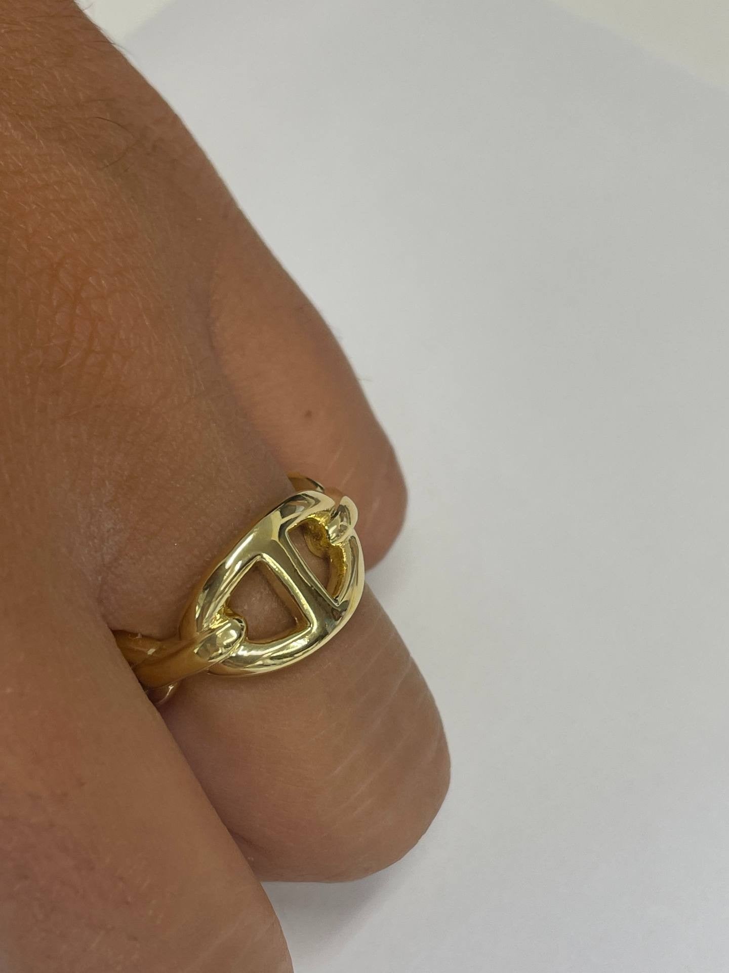 ERNANI anillo ancho eslabón barco plata 1ª ley bañada oro