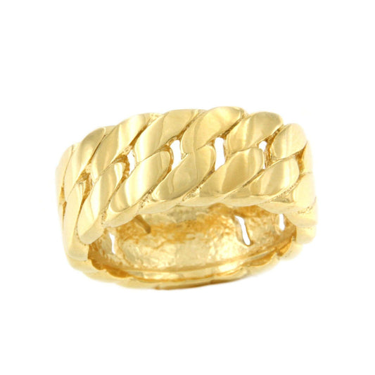 LAKME anillo eslabón cadena barbada plata 1ª ley bañada oro - Roman Joyero