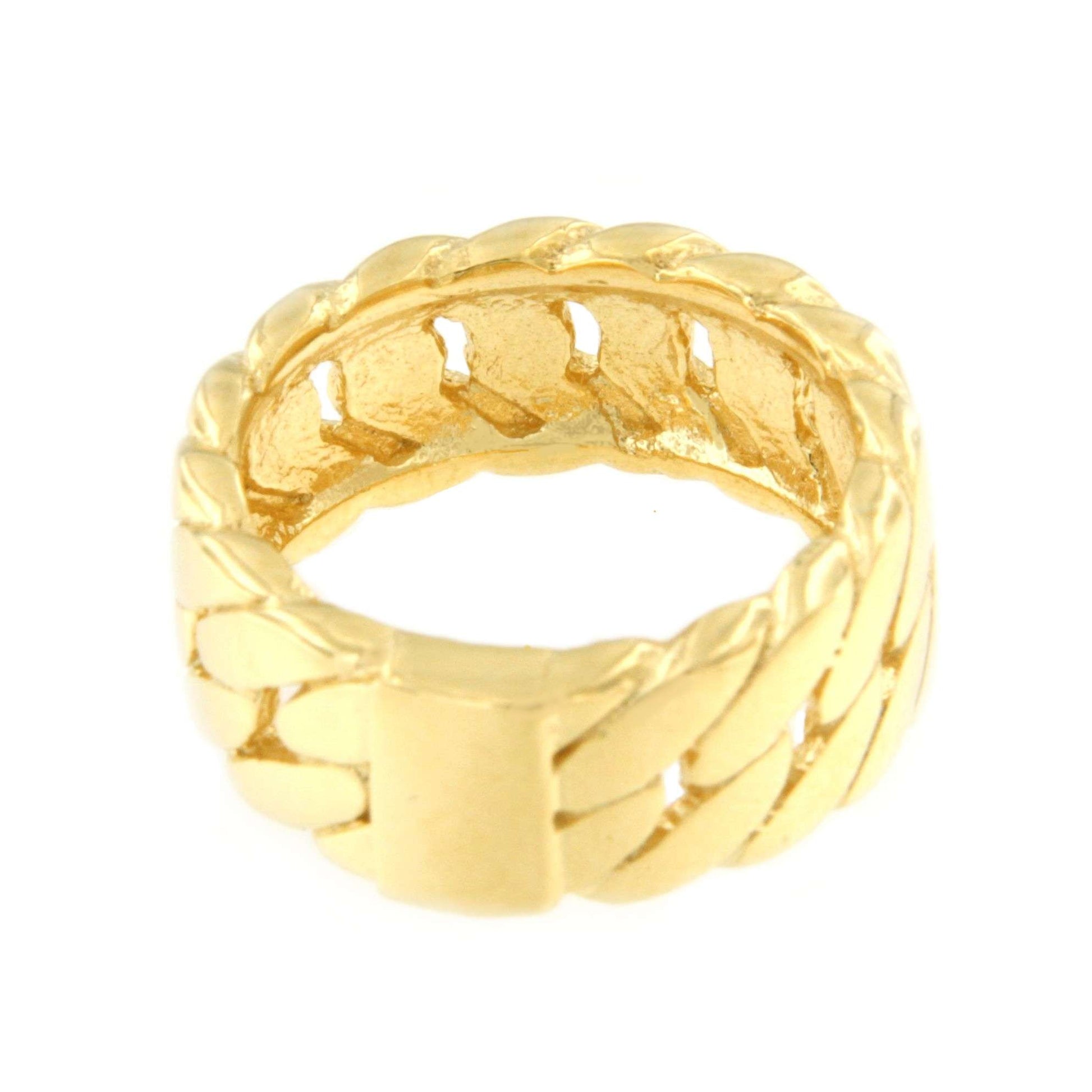 LAKME anillo eslabón cadena barbada plata 1ª ley bañada oro - Roman Joyero