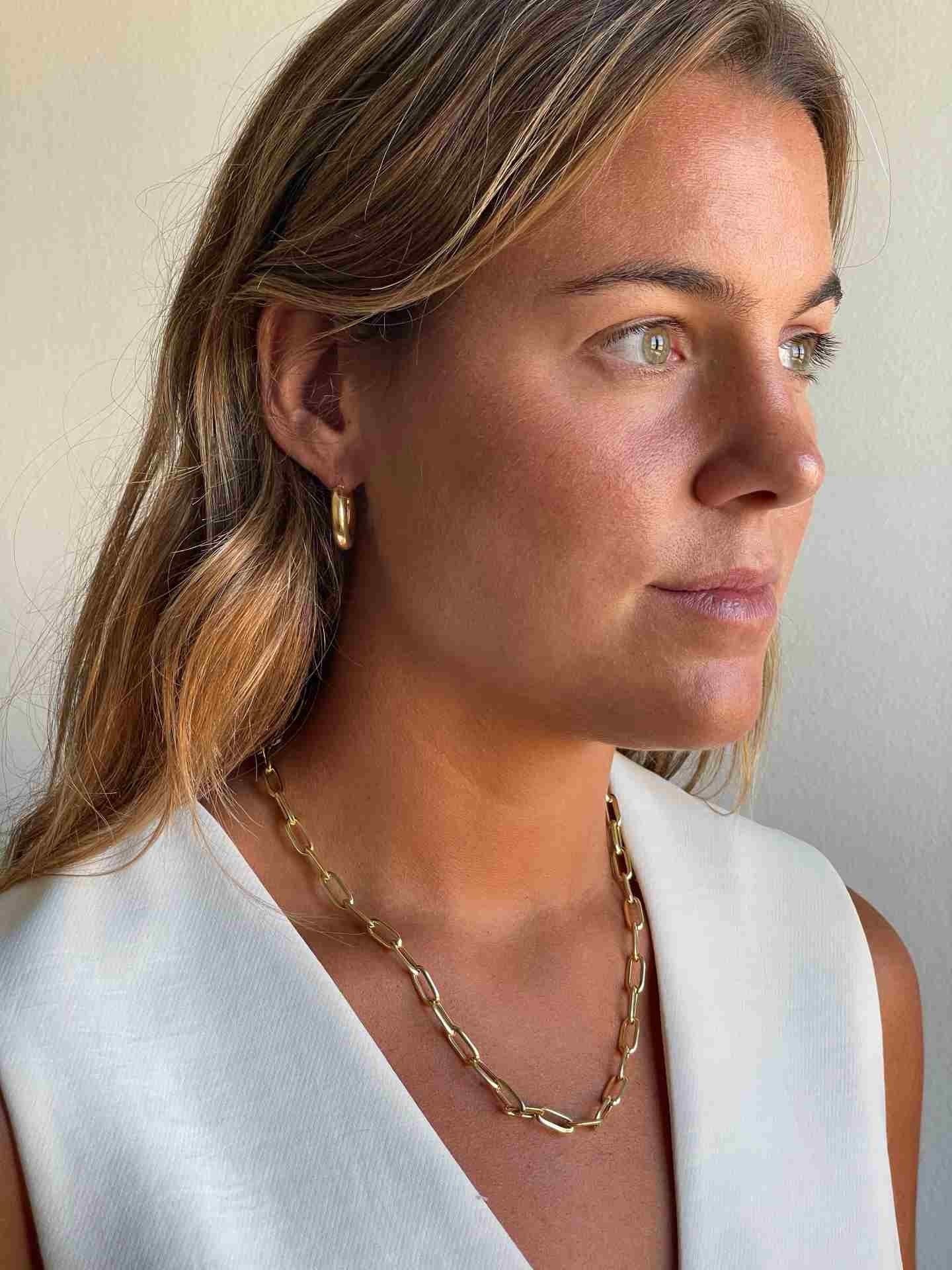 CREMONA gargantilla plata 1ª ley bañada oro eslabones alargados