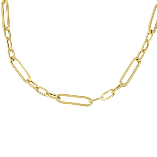 ALQUERO gargantilla plata 1ª ley bañada oro eslabones lisos alargados