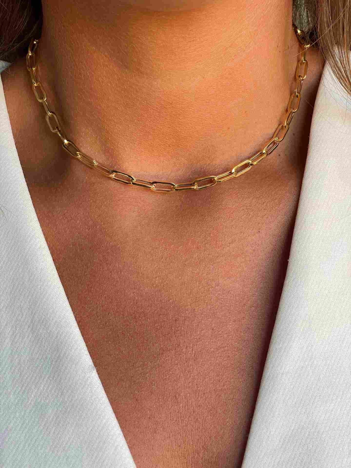 TARARITO cadena plata 1ª ley bañada oro eslabones alargados