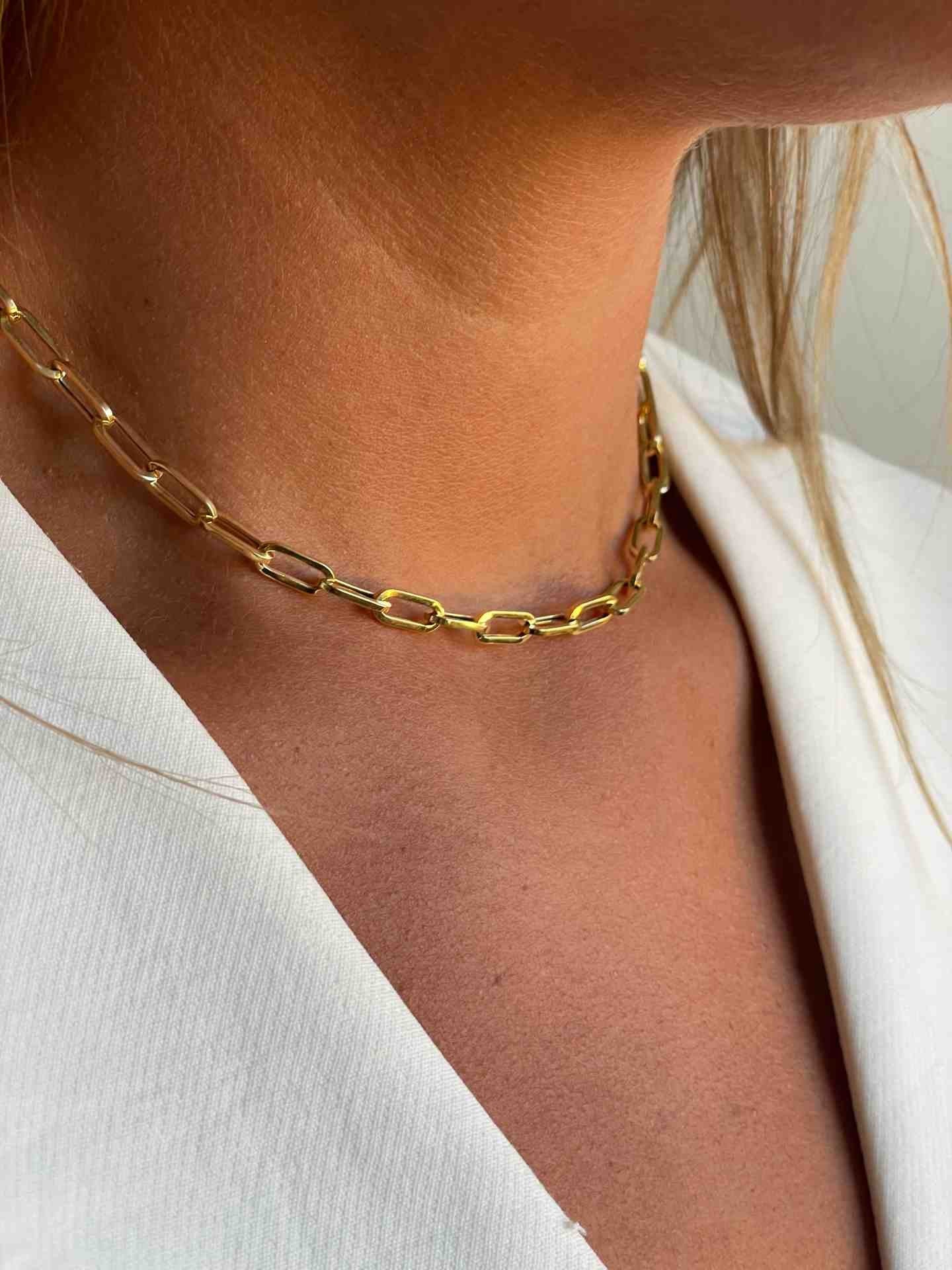 TARARITO cadena plata 1ª ley bañada oro eslabones alargados