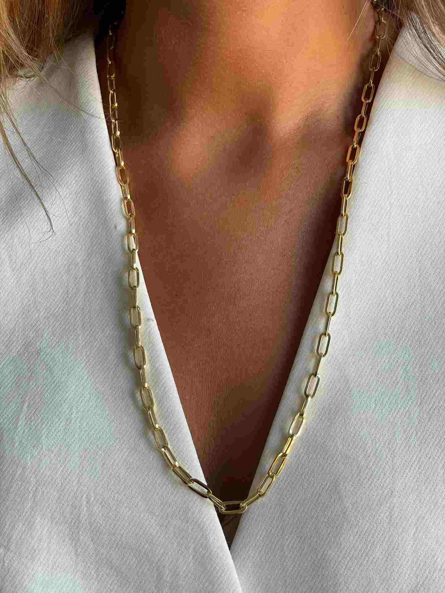 TARARITO cadena plata 1ª ley bañada oro eslabones alargados