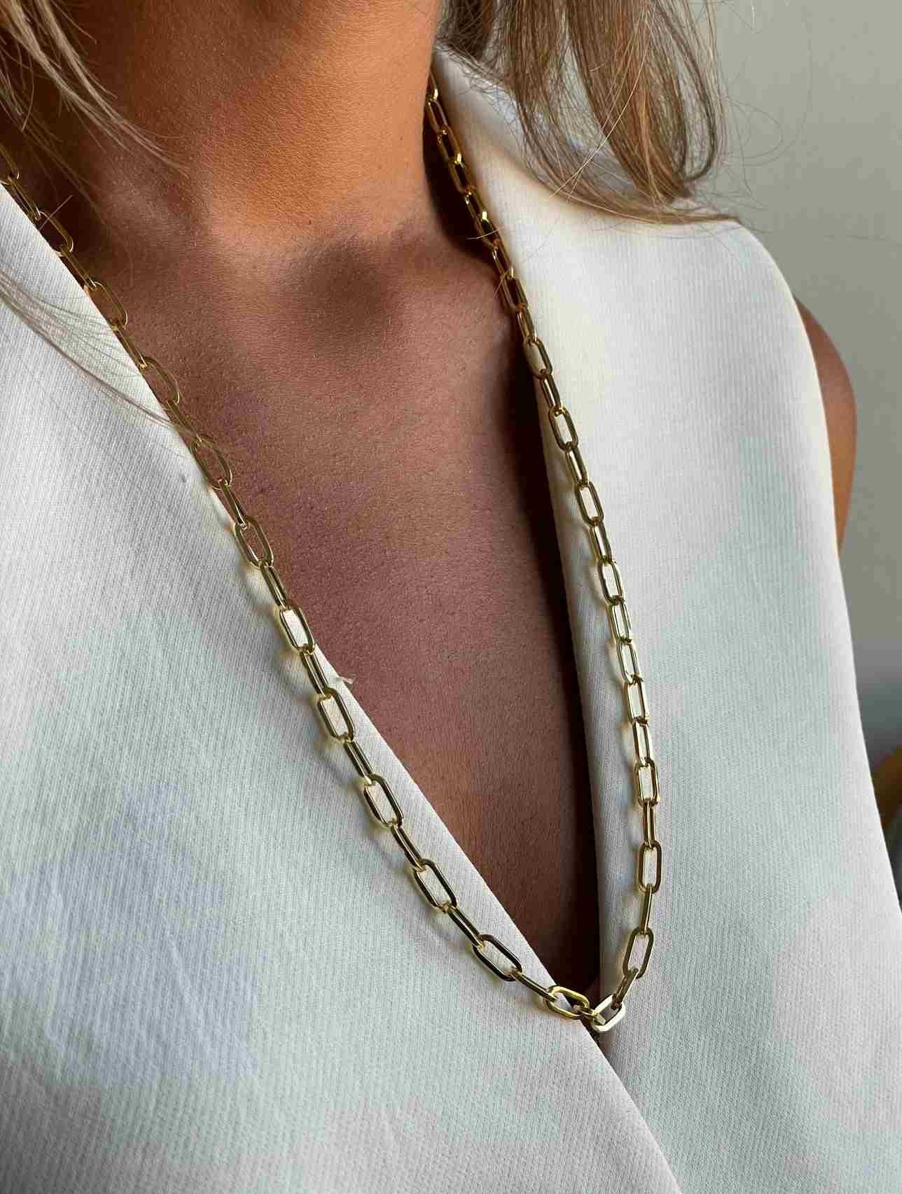 TARARITO cadena plata 1ª ley bañada oro eslabones alargados