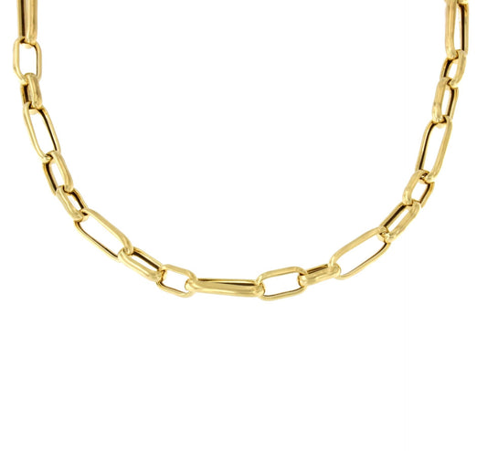 AGEROLA gargantilla plata 1ª ley bañada oro eslabones alargados