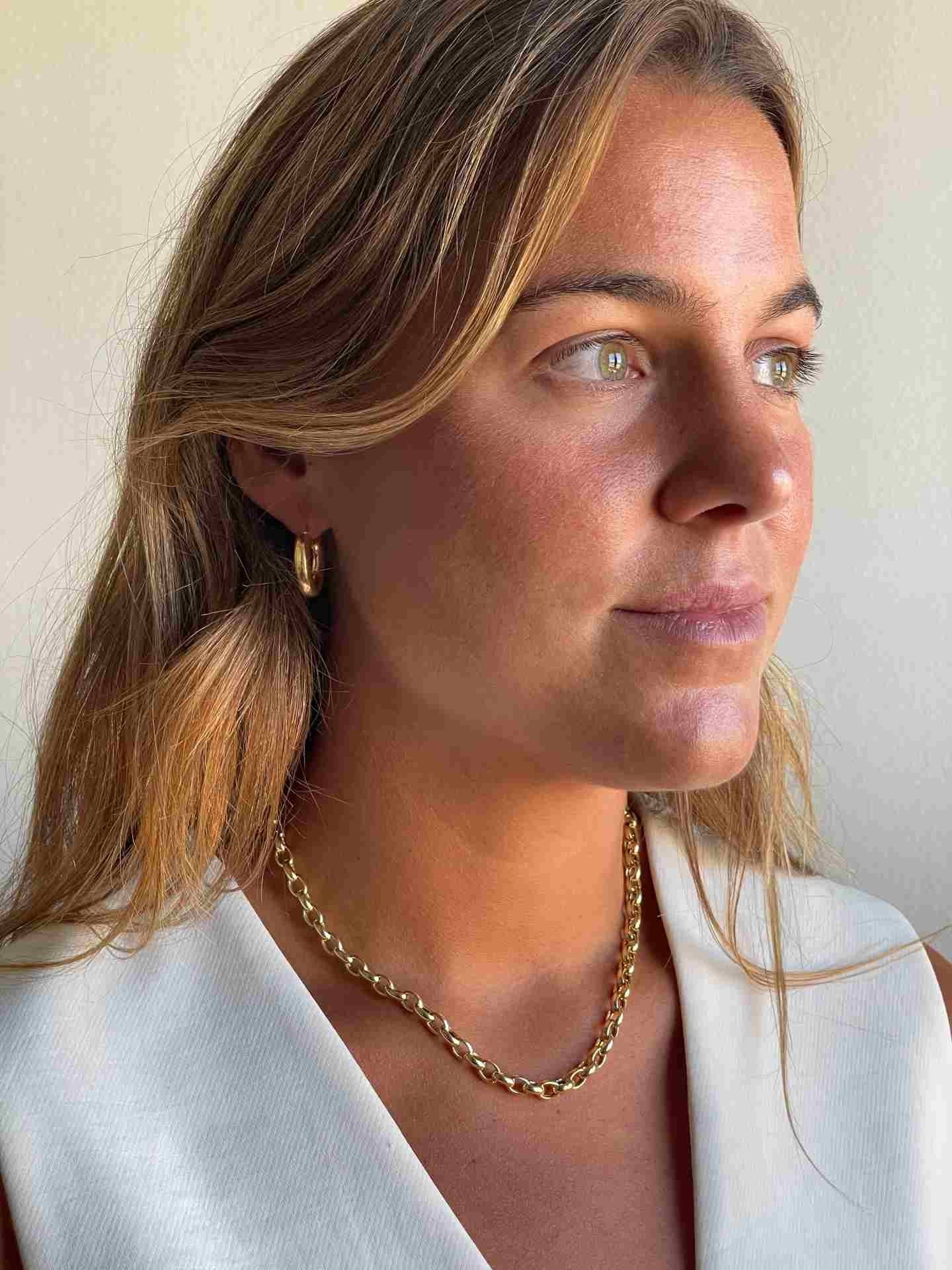 HERCULANO gargantilla plata 1ª ley bañada oro eslabones redondos