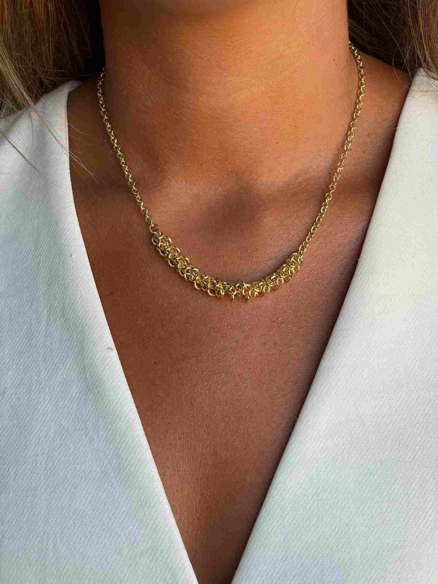 POSITANO gargantilla plata 1ª ley bañada oro eslabones circulares