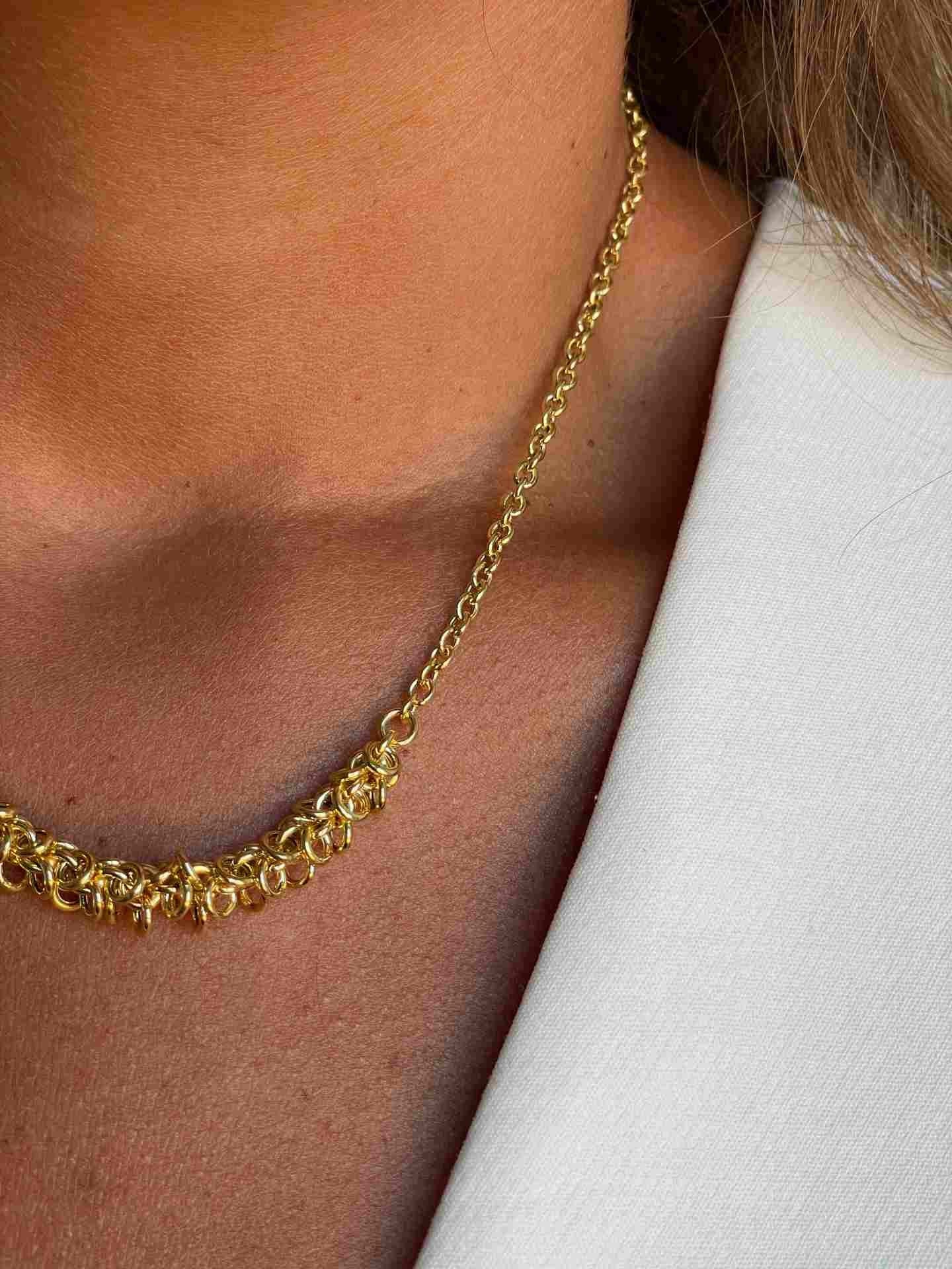 POSITANO gargantilla plata 1ª ley bañada oro eslabones circulares