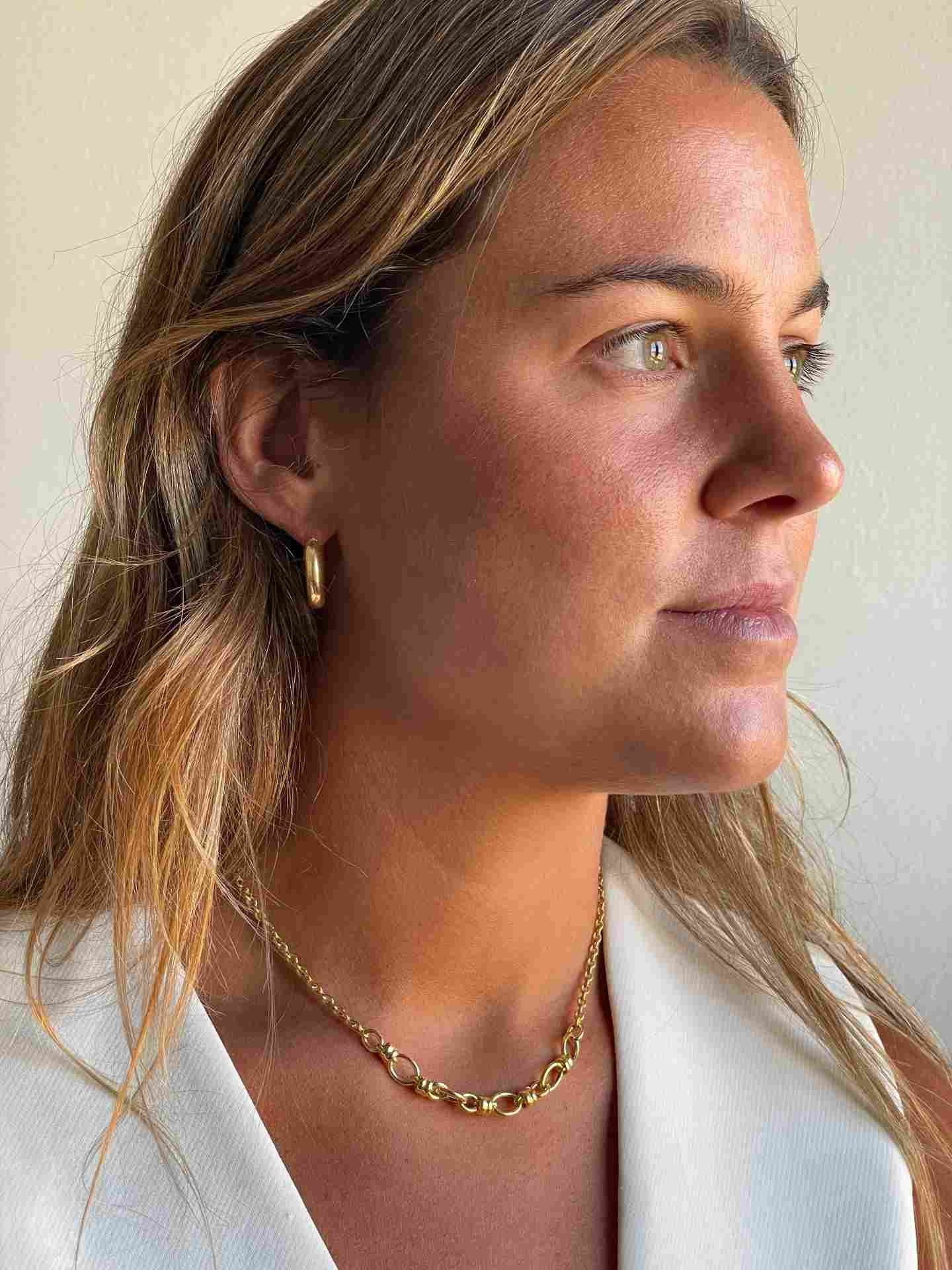 AMALFI gargantilla plata 1ª ley bañada oro eslabones aretes