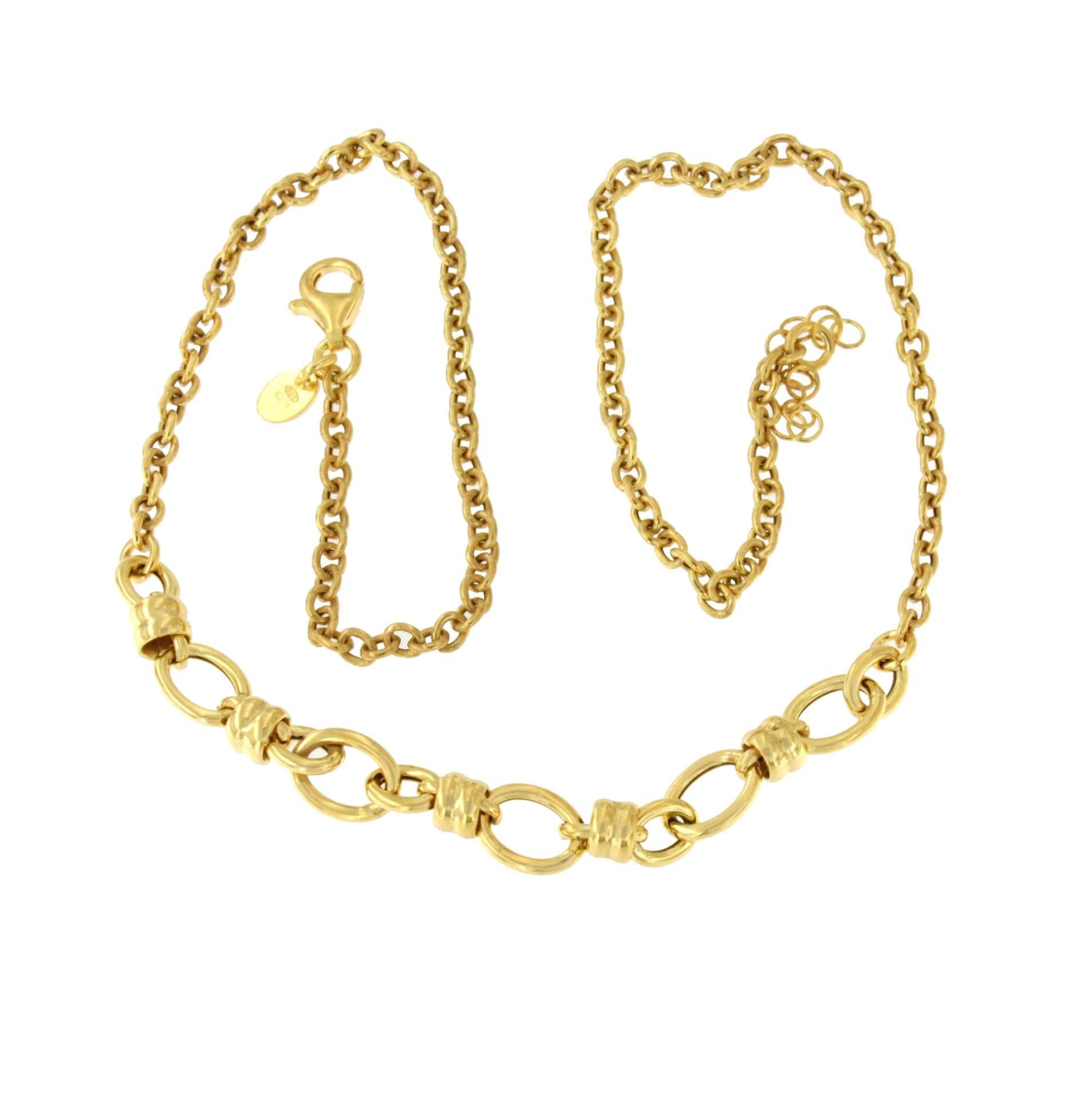 AMALFI gargantilla plata 1ª ley bañada oro eslabones aretes