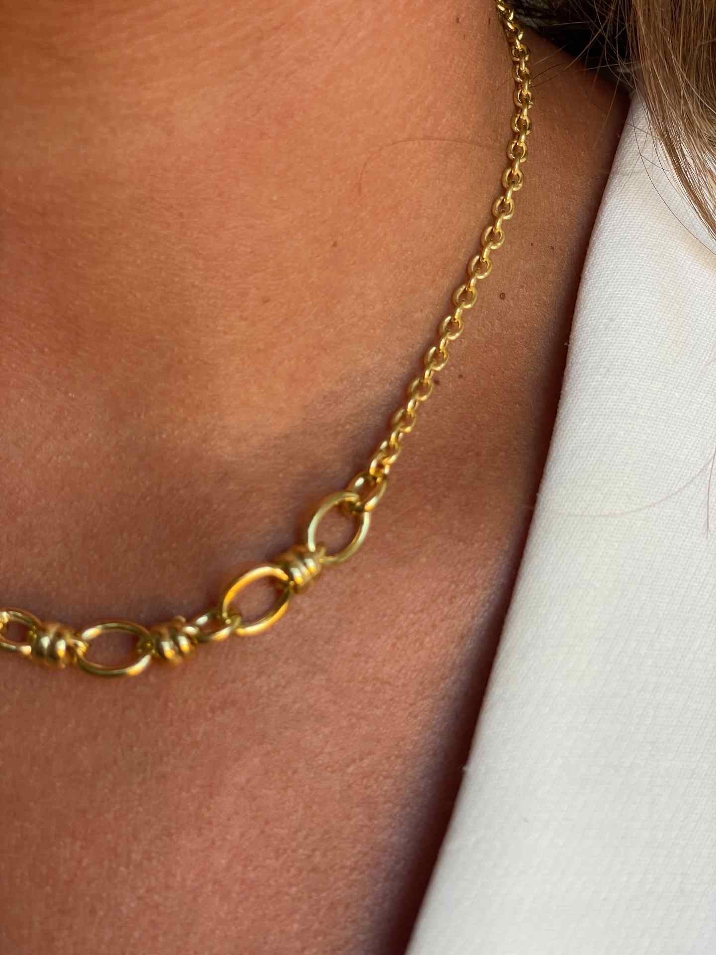 AMALFI gargantilla plata 1ª ley bañada oro eslabones aretes