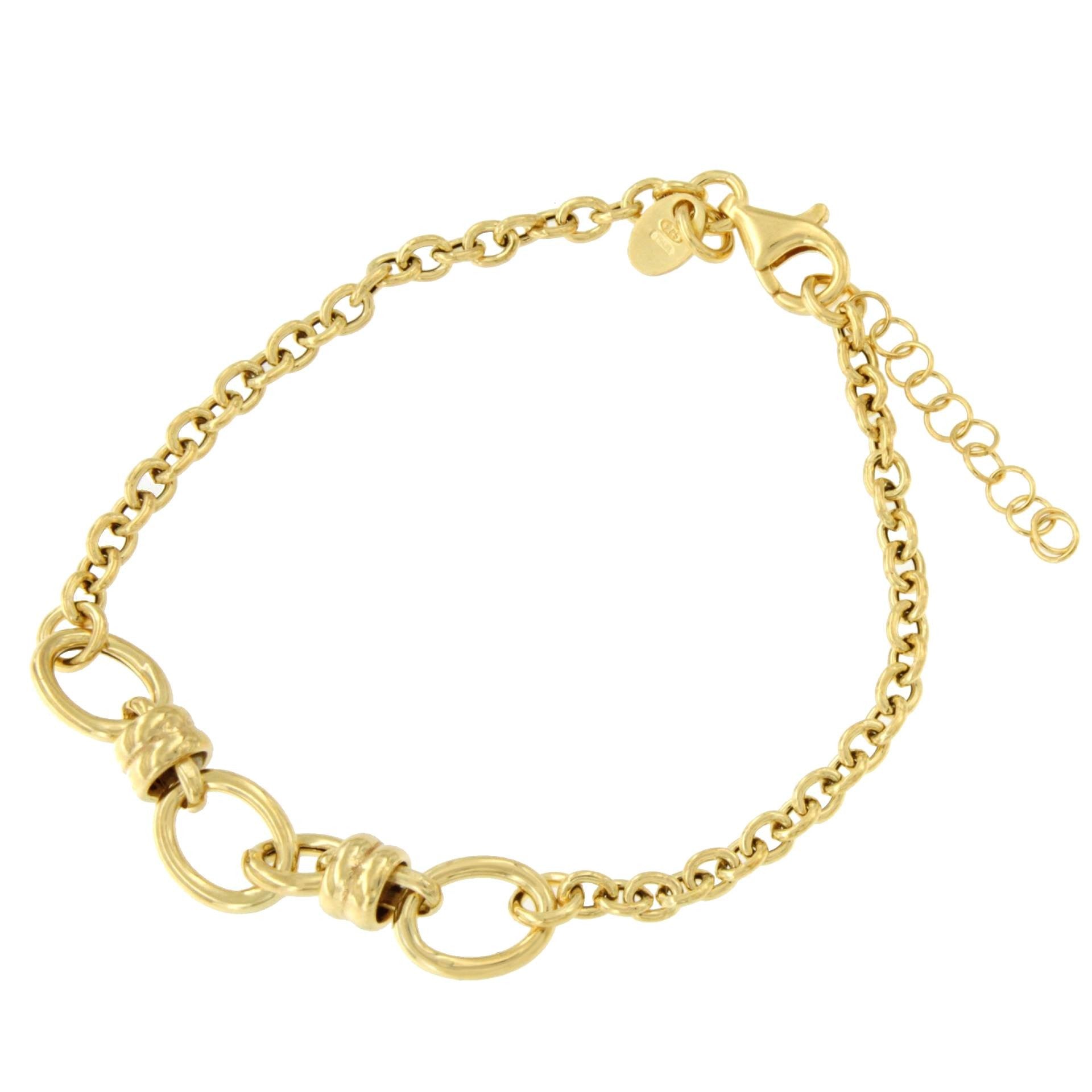 TRIESTE pulsera plata 1ª ley bañada oro eslabones aretes - Roman Joyero