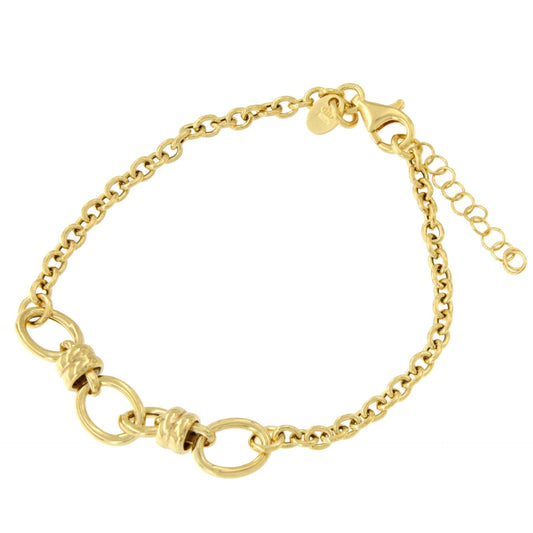 TRIESTE pulsera plata 1ª ley bañada oro eslabones aretes - Roman Joyero