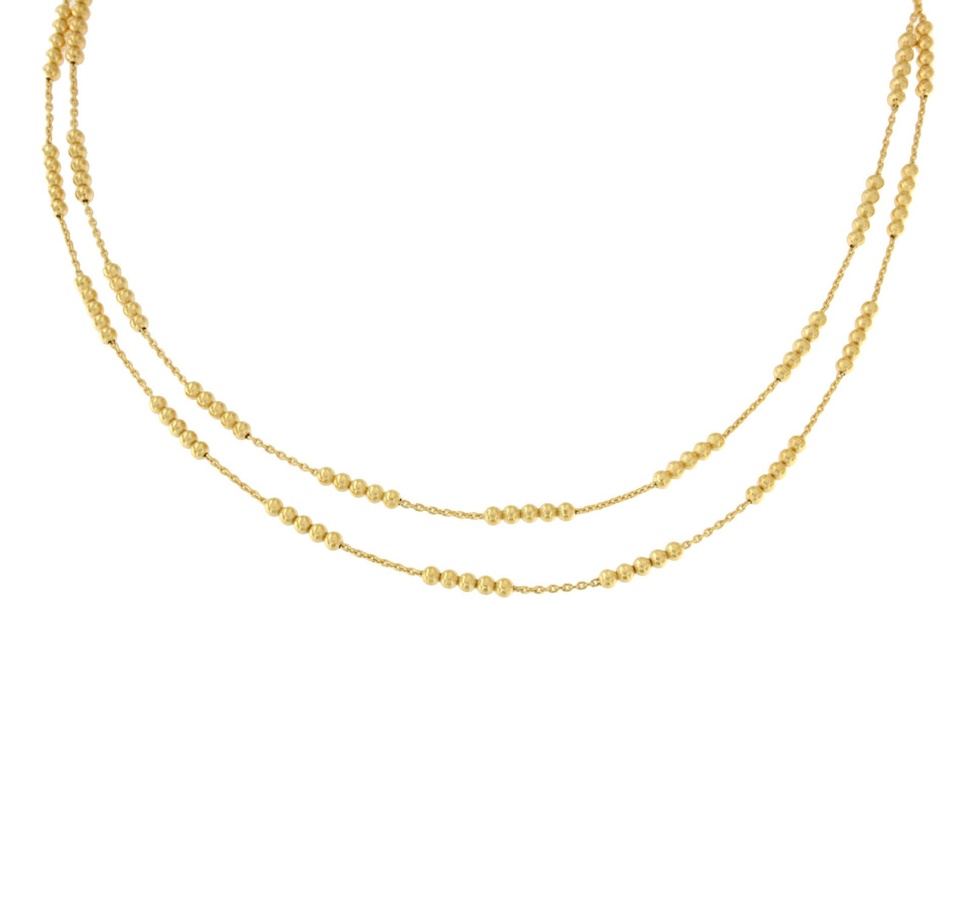 FIDELITA cadena larga forzada con bolitas plata 1ª ley bañada oro