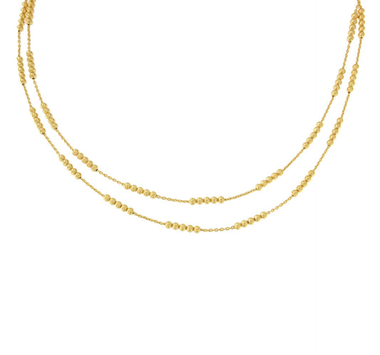 FIDELITA cadena larga forzada con bolitas plata 1ª ley bañada oro