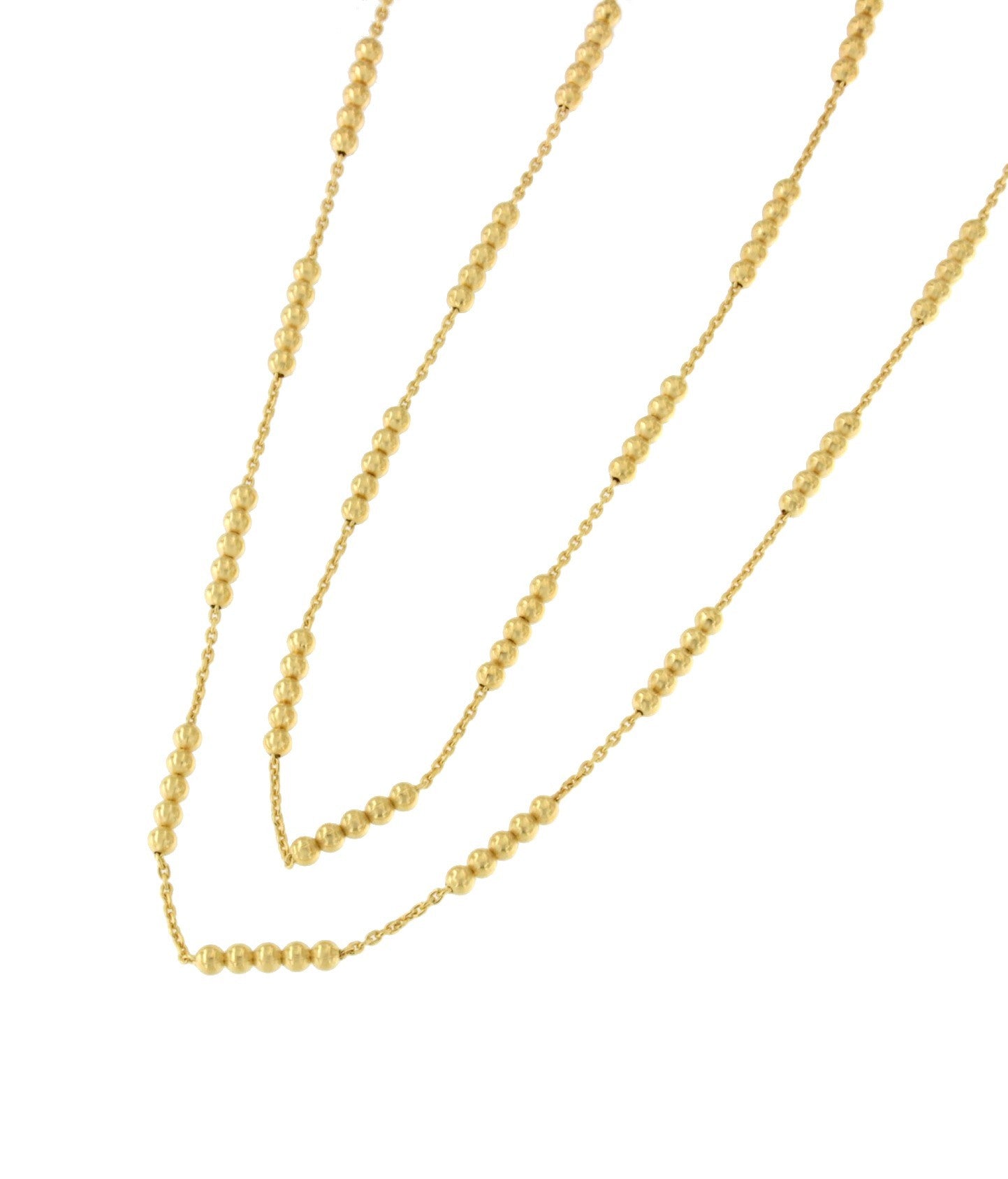 FIDELITA cadena larga forzada con bolitas plata 1ª ley bañada oro