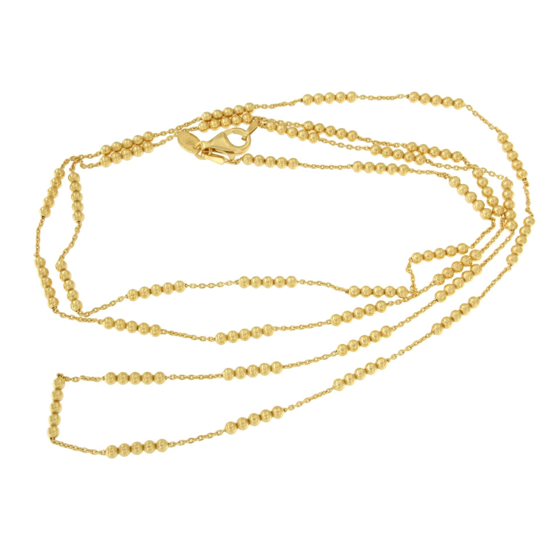 FIDELITA cadena larga forzada con bolitas plata 1ª ley bañada oro