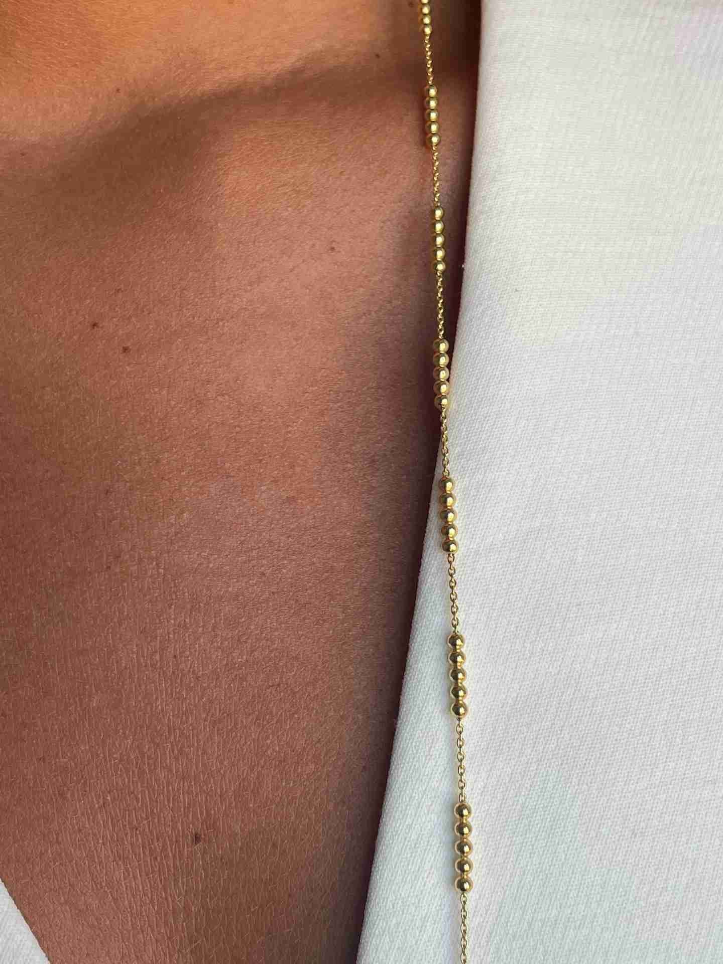 FIDELITA cadena larga forzada con bolitas plata 1ª ley bañada oro