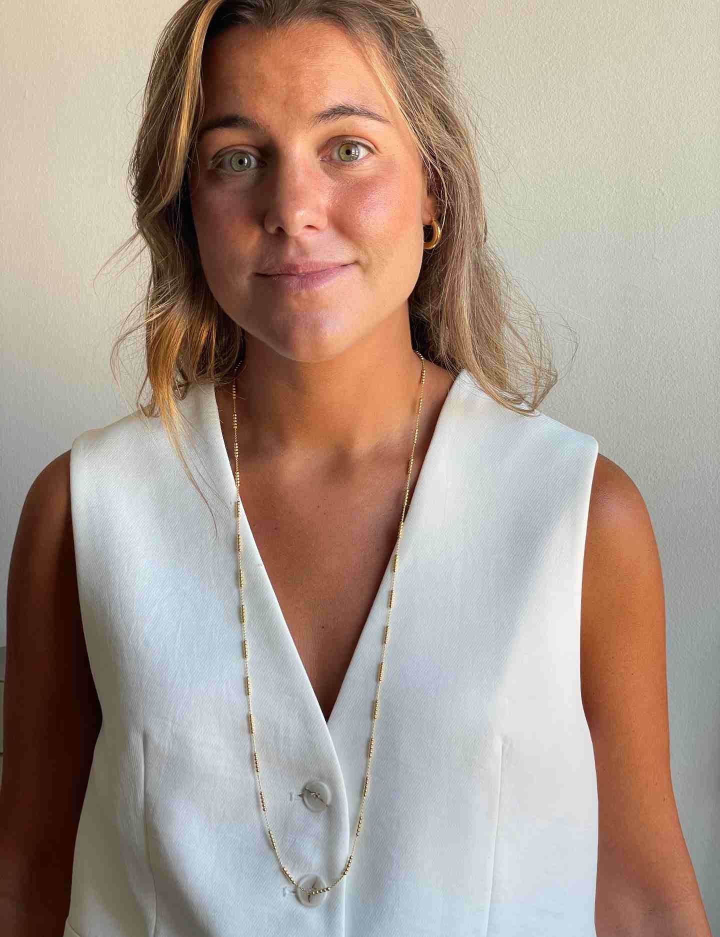 FIDELITA cadena larga forzada con bolitas plata 1ª ley bañada oro