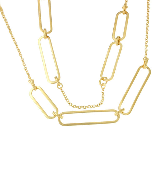 SOLLER cadena larga y eslabones intercalados plata 1ª ley bañada oro - Roman Joyero