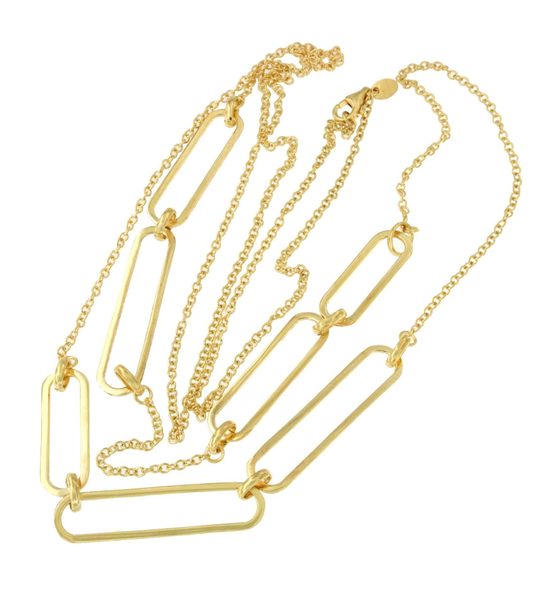 SOLLER cadena larga y eslabones intercalados plata 1ª ley bañada oro - Roman Joyero