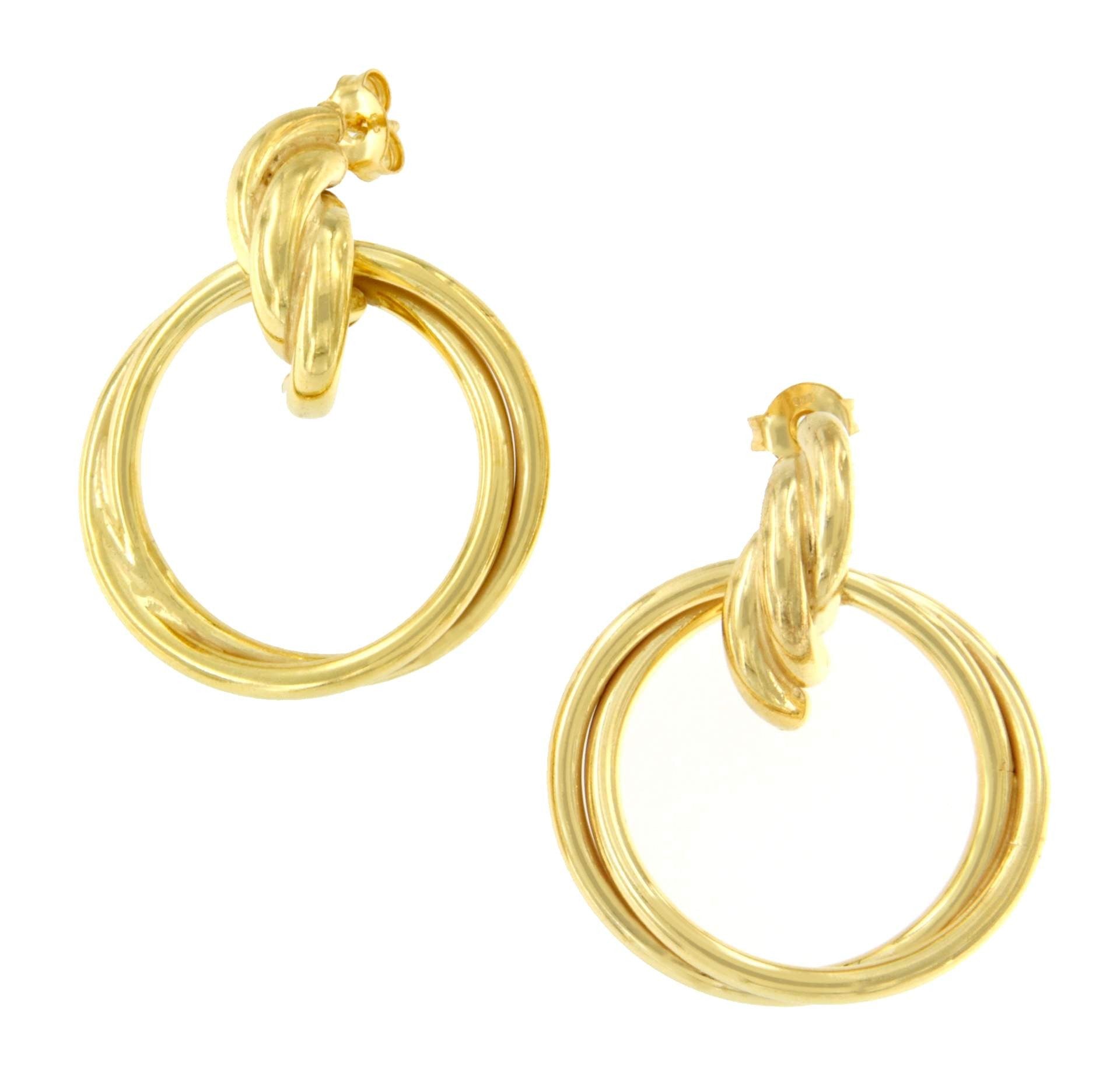 SIGFRIDO pendientes argollas cruzadas en plata 1ª ley bañado oro