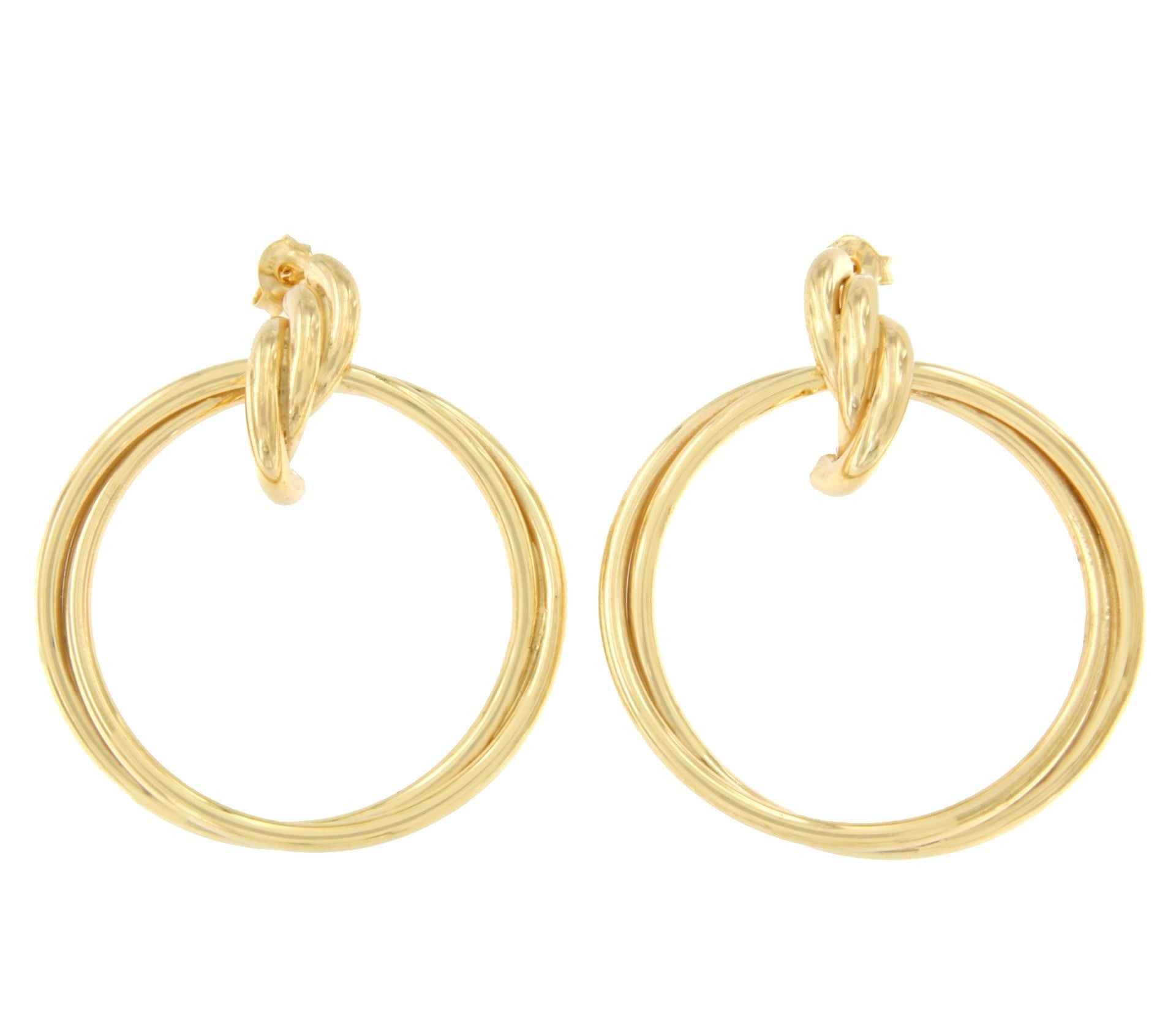 SIGFRIDO pendientes argollas cruzadas en plata 1ª ley bañado oro