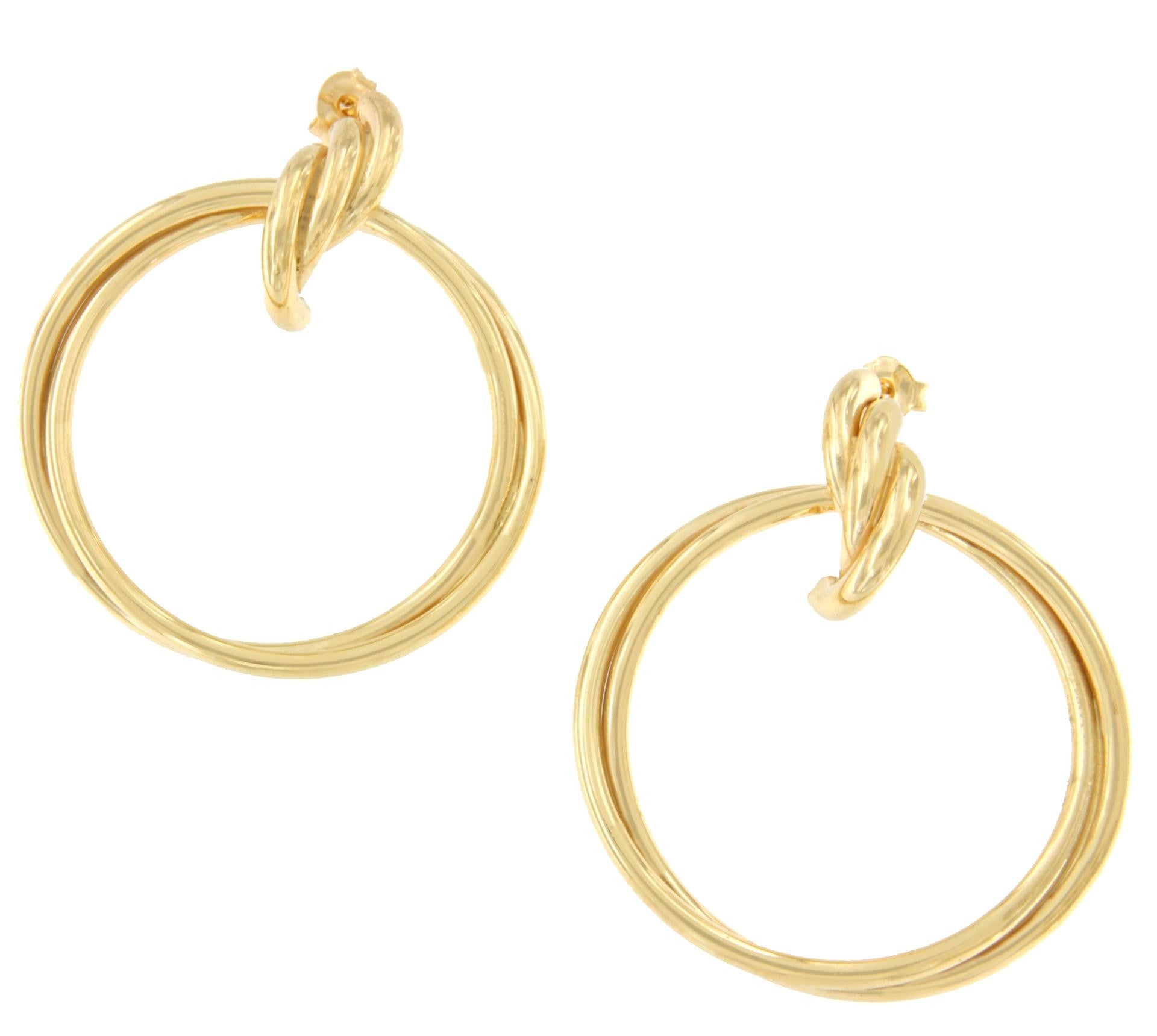 SIGFRIDO pendientes argollas cruzadas en plata 1ª ley bañado oro