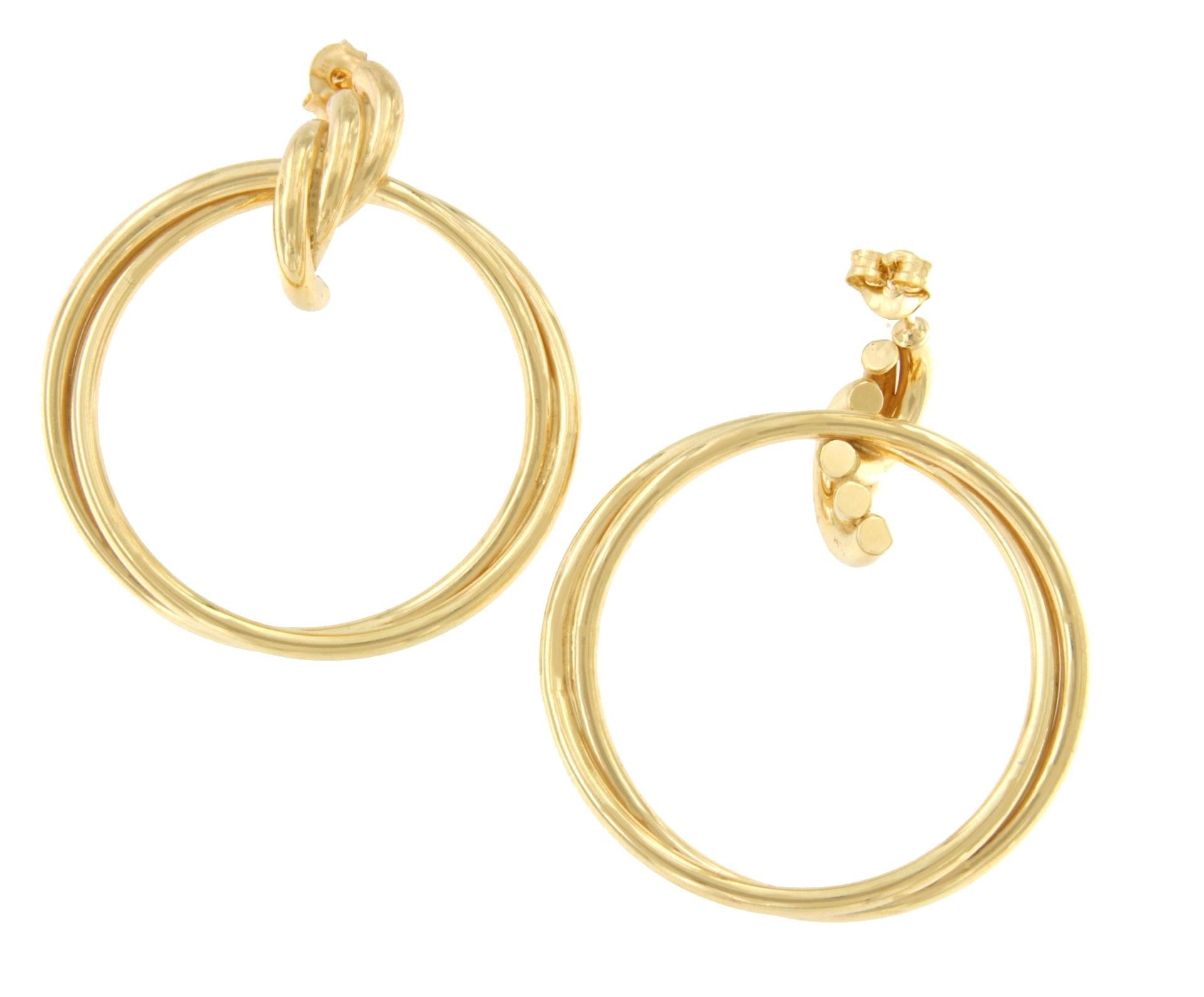 SIGFRIDO pendientes argollas cruzadas en plata 1ª ley bañado oro