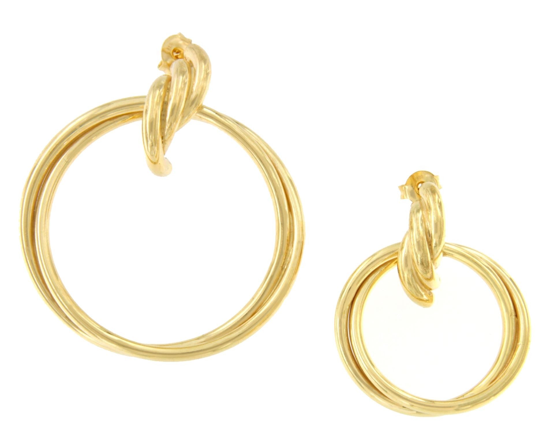 SIGFRIDO pendientes argollas cruzadas en plata 1ª ley bañado oro