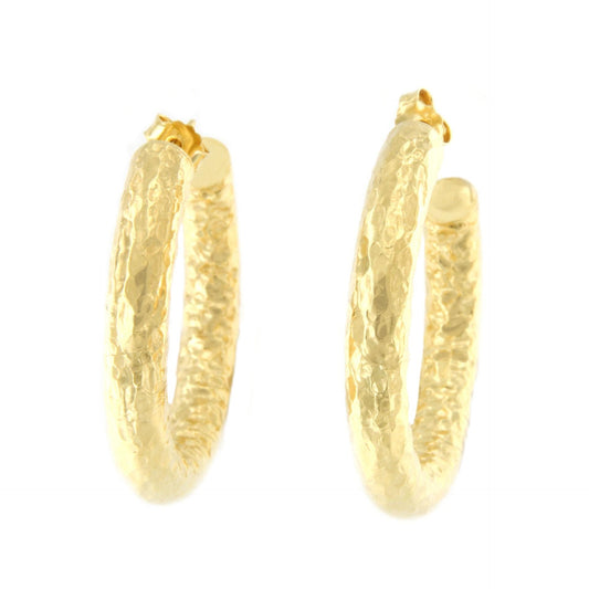 SALOME argolla lisa con abolladuras en plata 1ª ley bañada oro - Roman Joyero