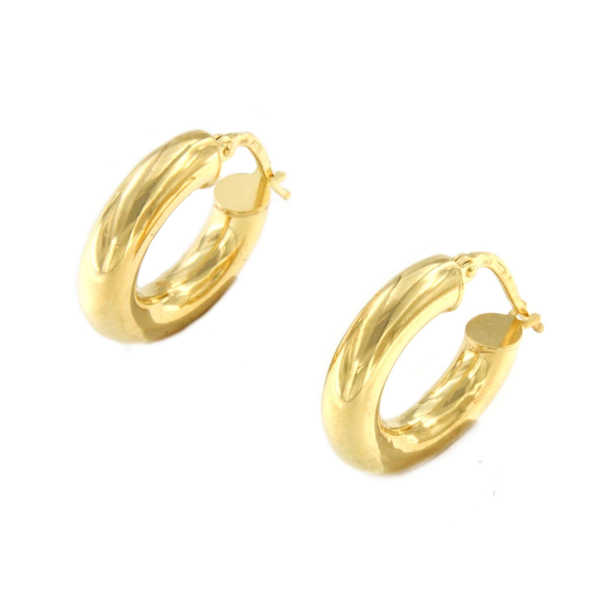 CAPITANO argollas redondas lisas en plata 1ª ley bañada oro