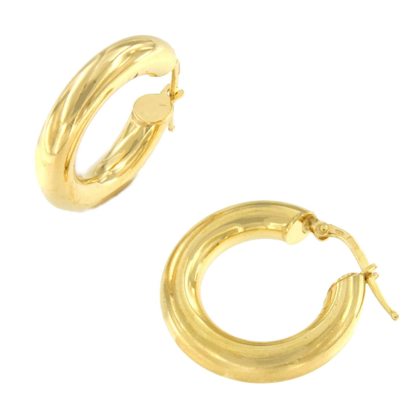 CAPITANO argollas redondas lisas en plata 1ª ley bañada oro