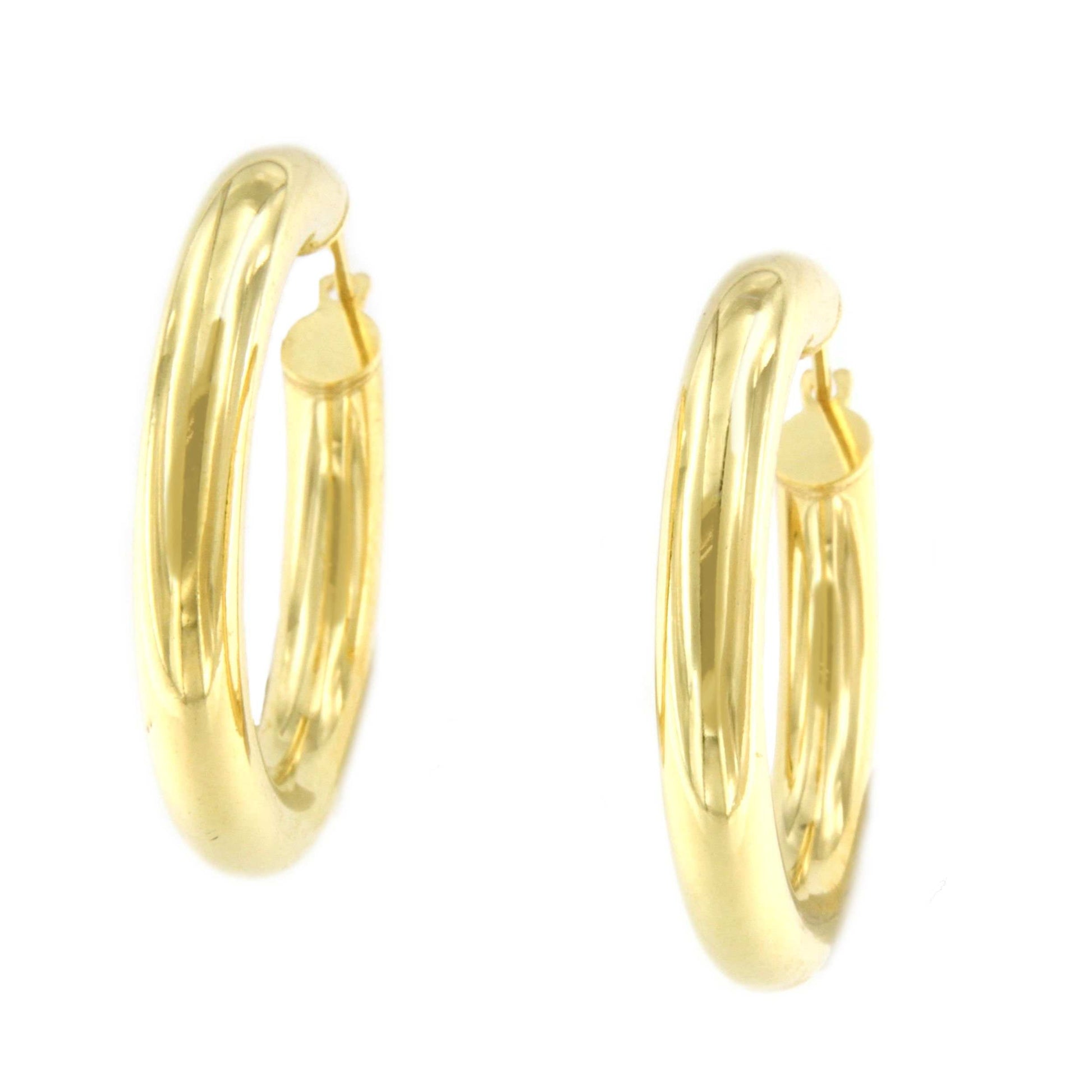 CAPITANO argollas redondas lisas en plata 1ª ley bañada oro