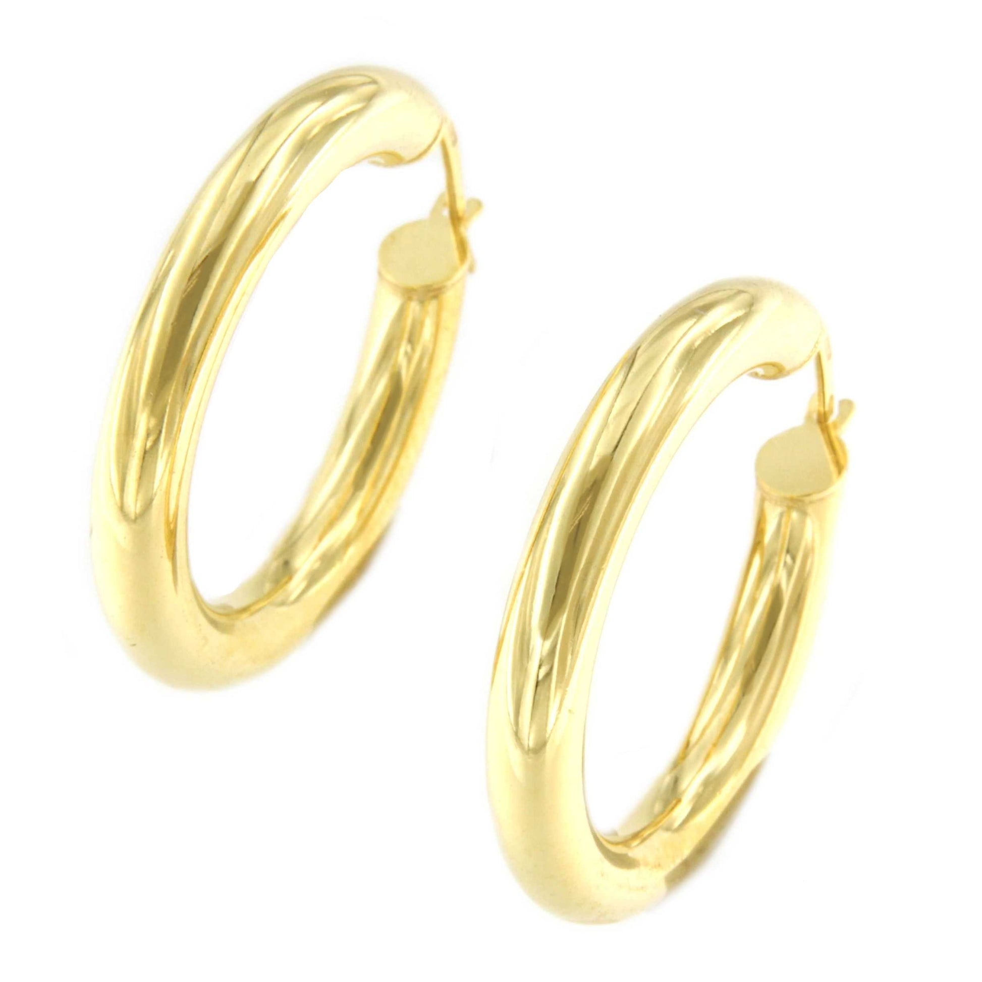 CAPITANO argollas redondas lisas en plata 1ª ley bañada oro